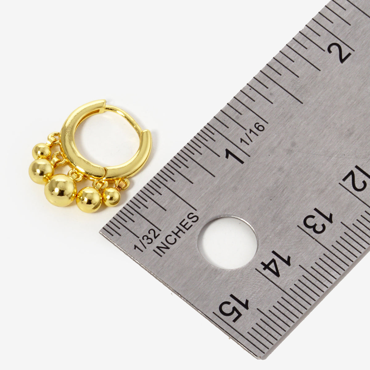 BE342 Ball Charm Huggie Hoop Earrings - BE342-SIZE.JPG