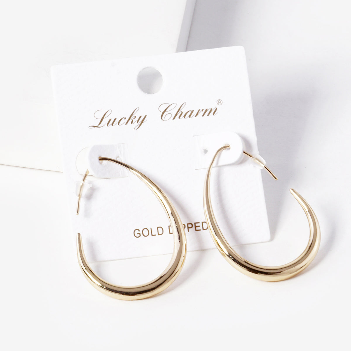 BE343 Open Teardrop Hoop Earrings - BE343-G.JPG
