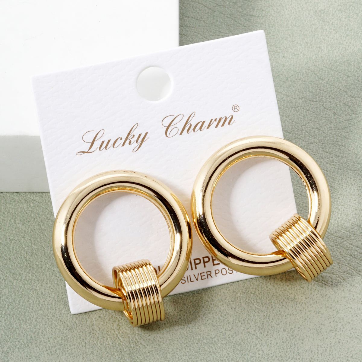 BE347 Coil Accent Circular Stud Earrings - BE347-G.JPG
