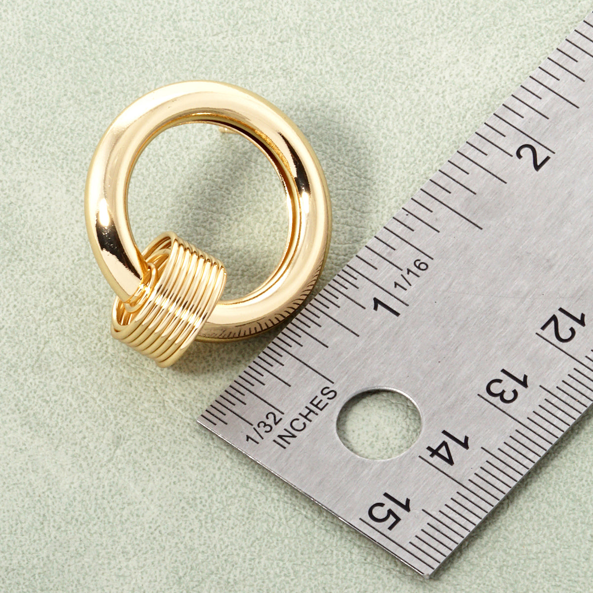BE347 Coil Accent Circular Stud Earrings - BE347-SIZE.JPG