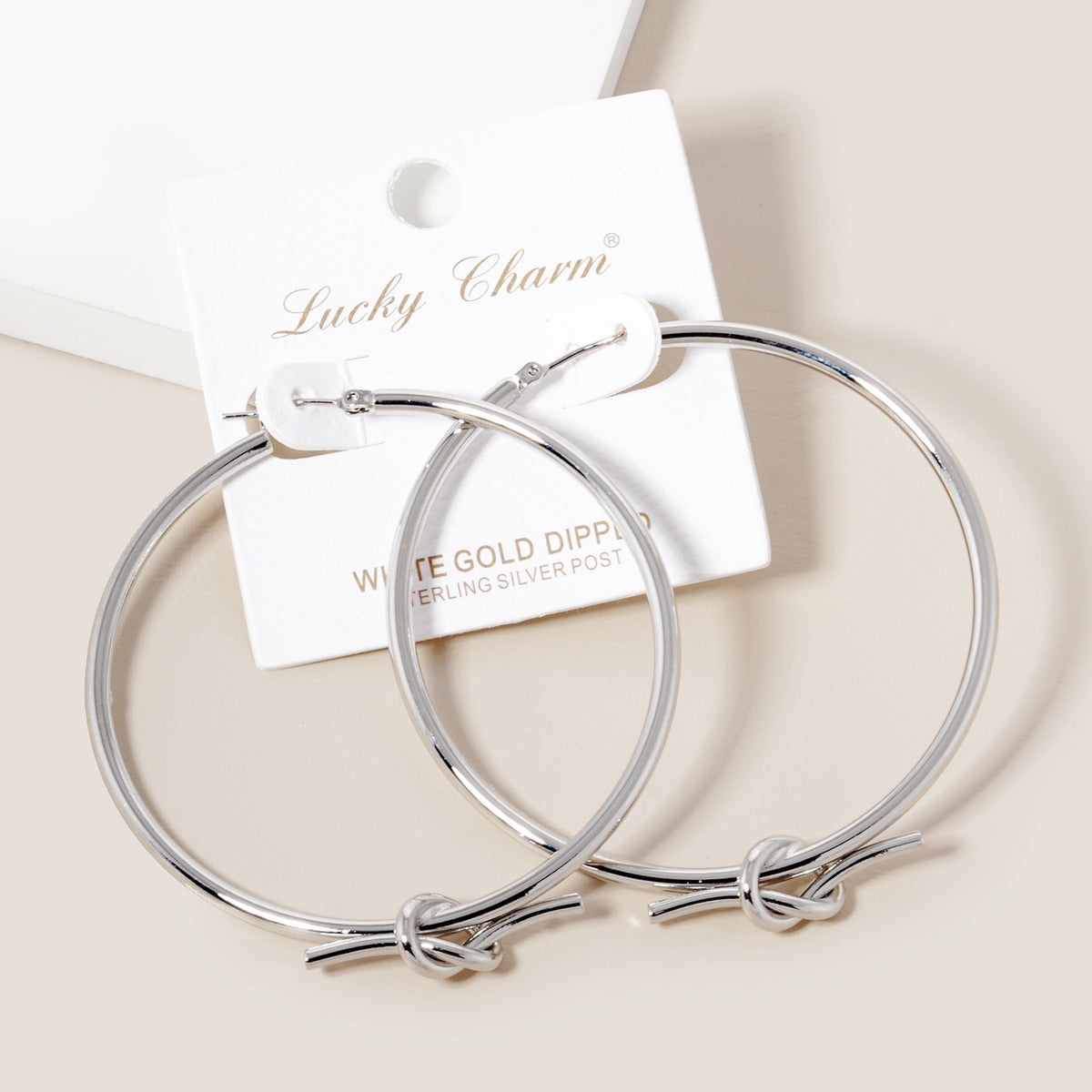 BE357 Knot Detail Round Hoop Earrings BE357R.JPG