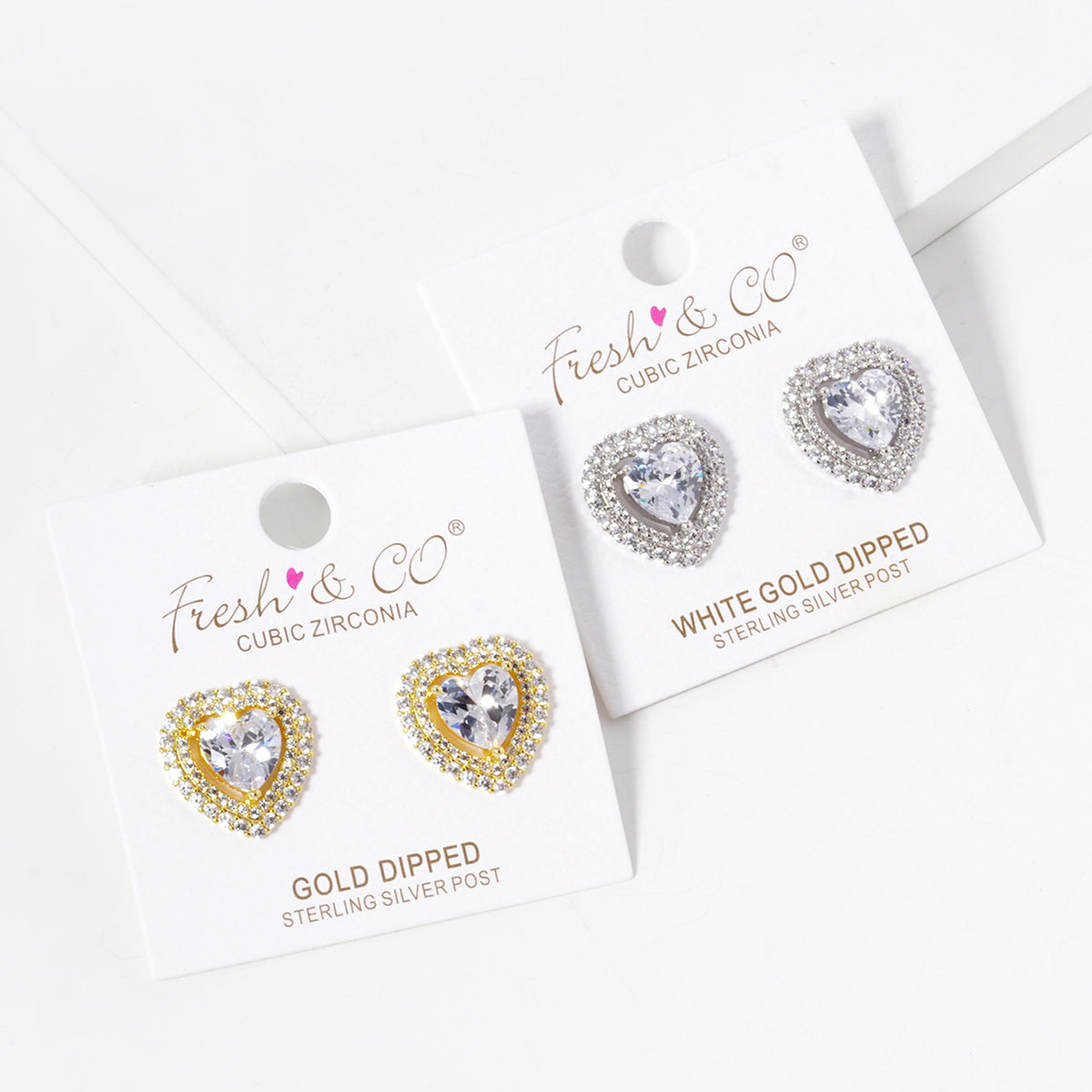 BE358 Double Halo Heart Stud Earrings BE358-GROUP.JPG