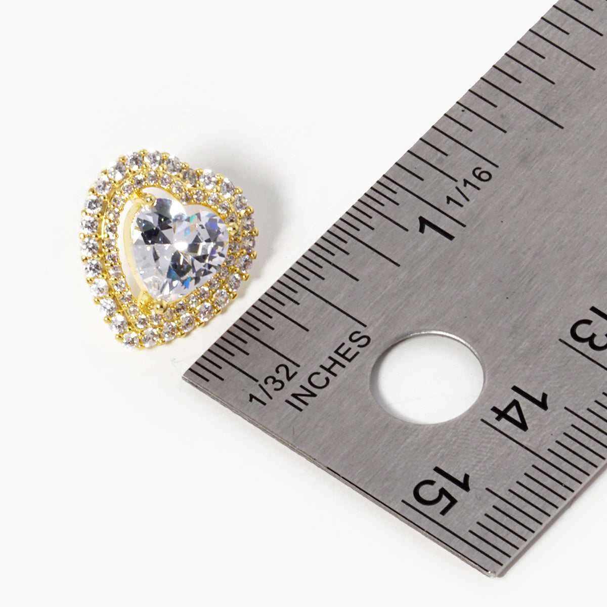 BE358 Double Halo Heart Stud Earrings BE358-SIZE.JPG