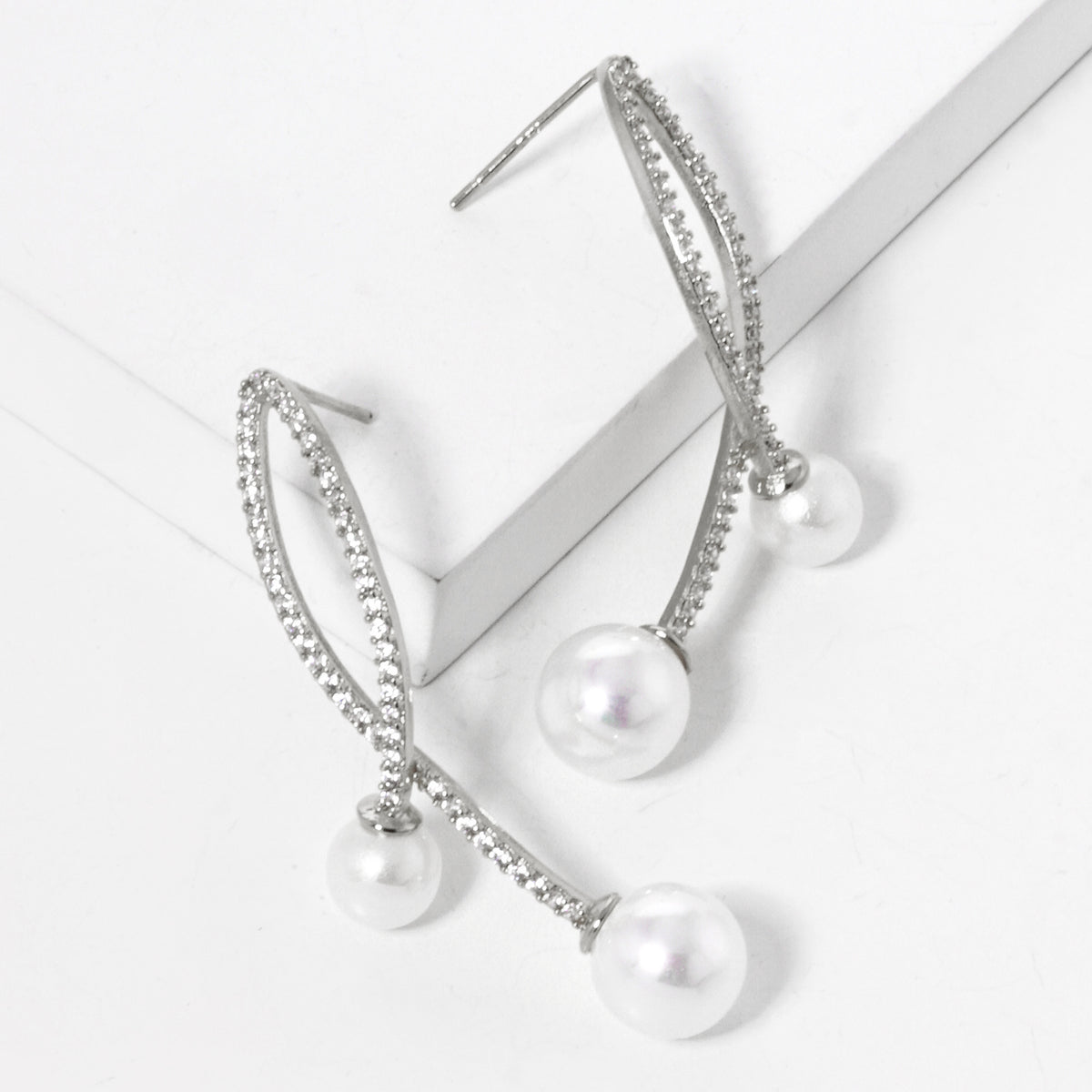 BE360 Twisted White-Accent Drop Earrings BE360RWH.JPG