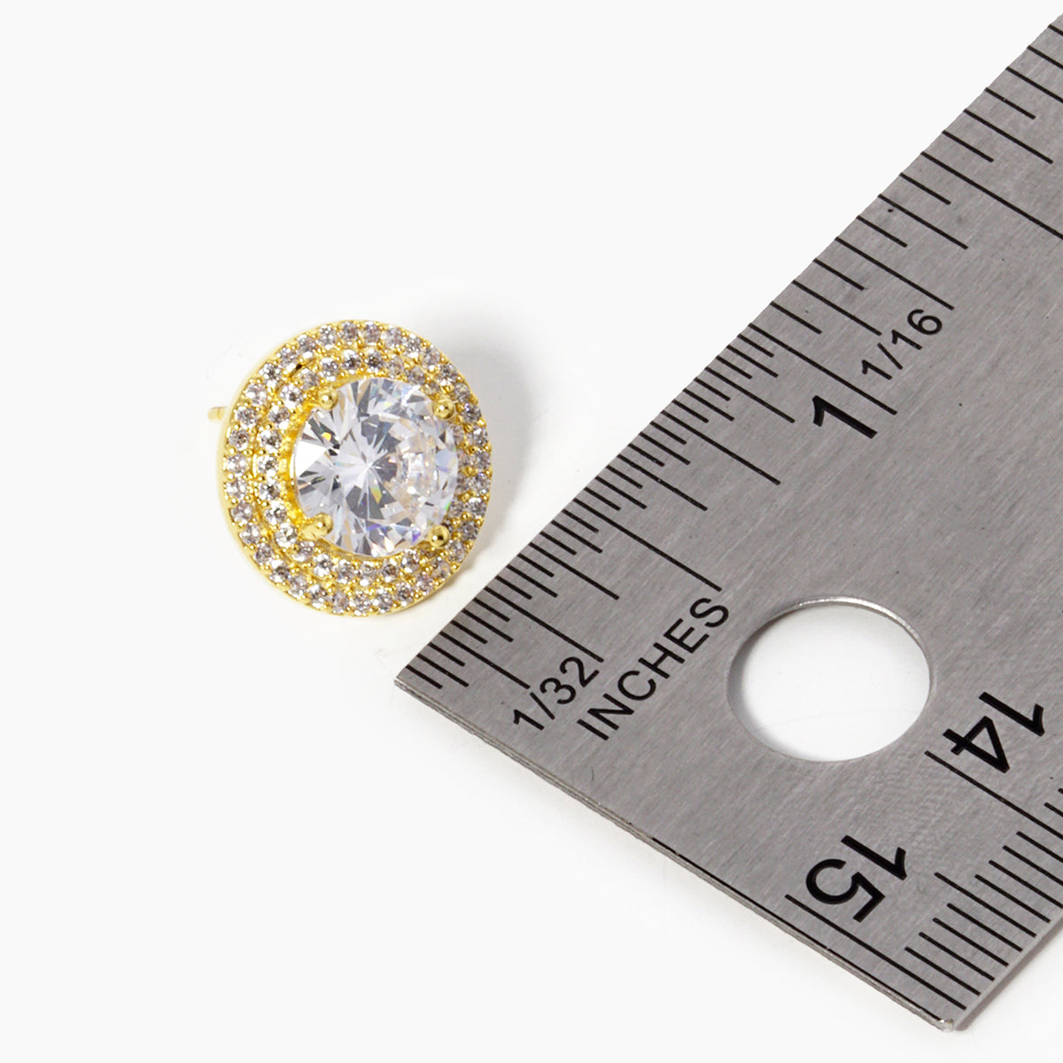 BE361 Double Halo Round Stud Earrings BE361-SIZE.JPG