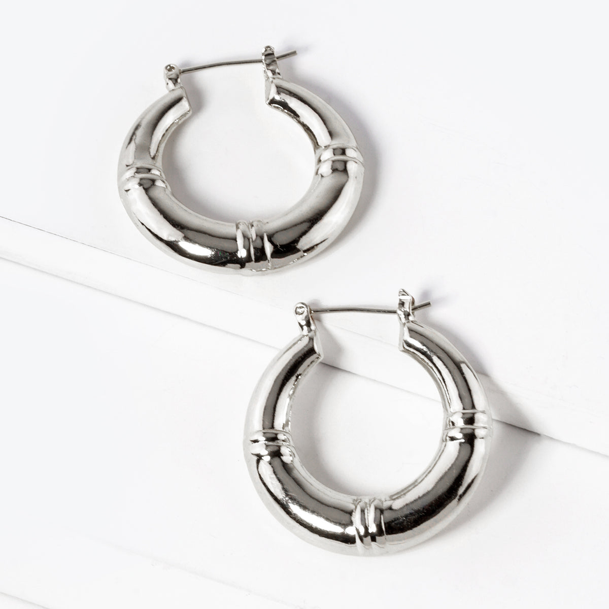 BE365 silver-tone hoop earrings, pair