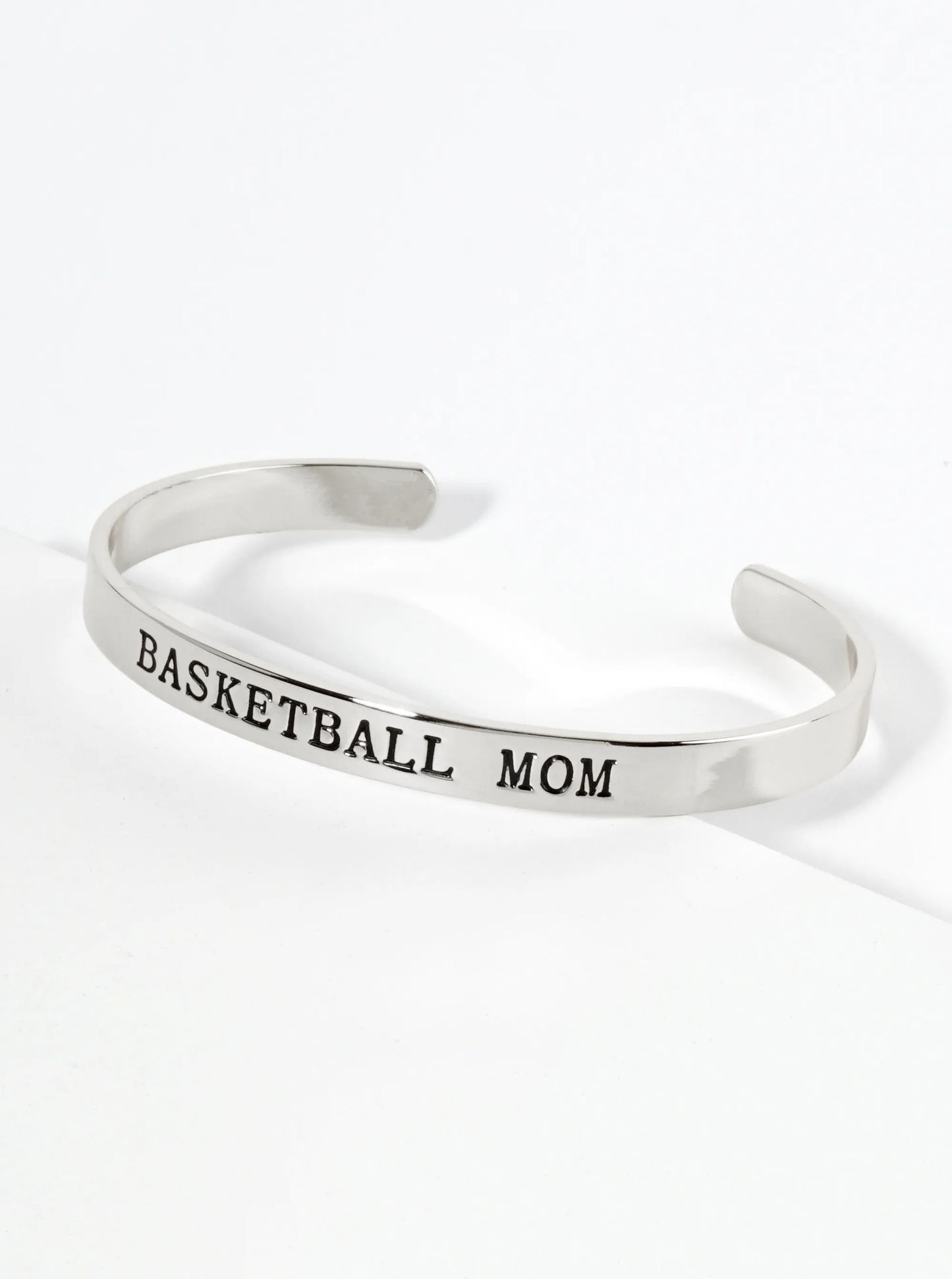 Basketball Mom Engraved 18K Gold Dipped Open Cuff Bangle Bracelet