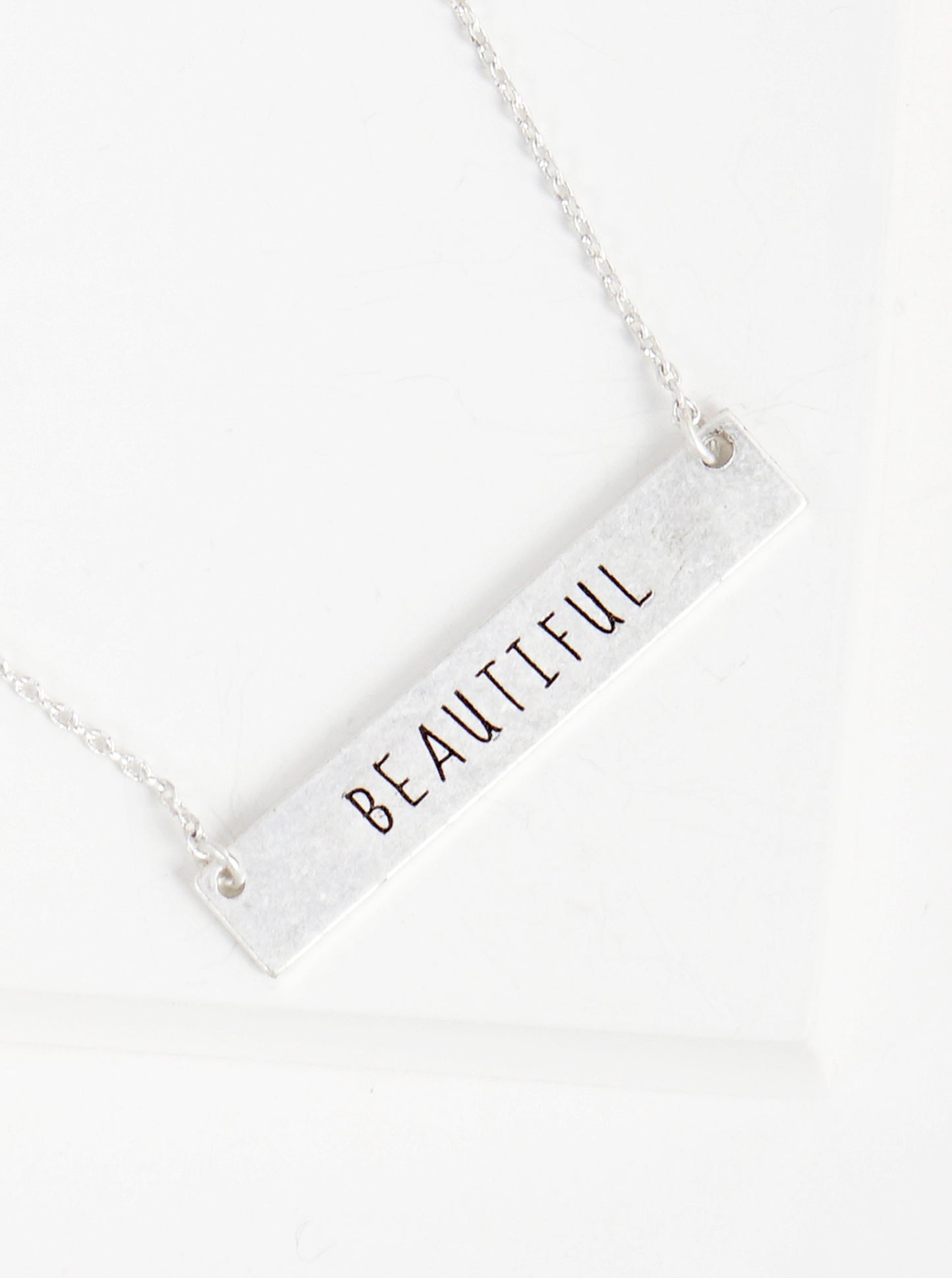 Beautiful Engraved Horizontal Bar Pendant Necklace