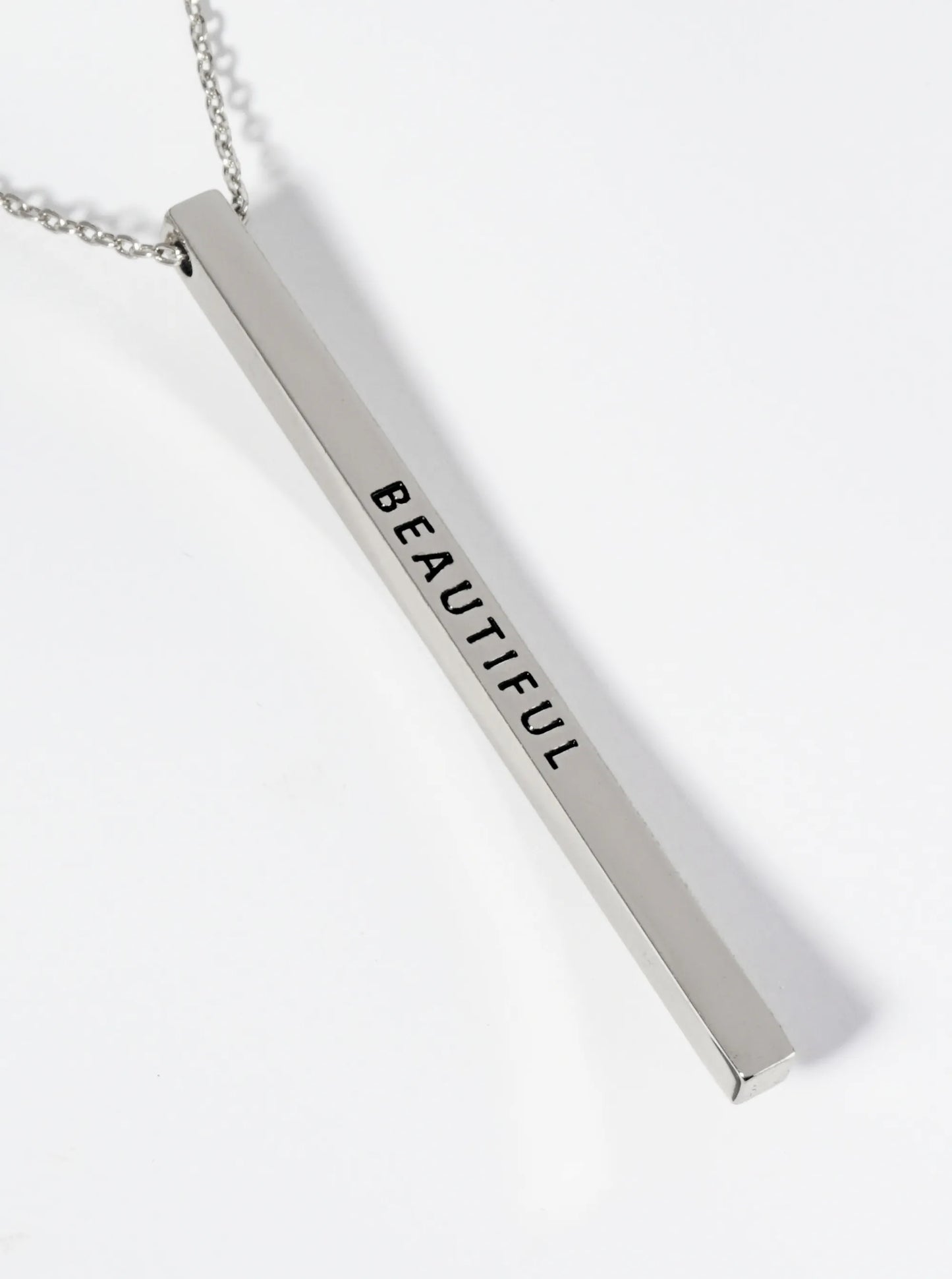 Beautiful Engraved Vertical Bar Pendant Inspirational Necklace