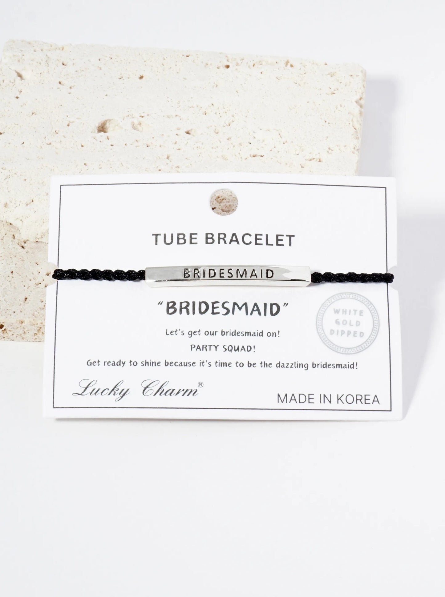 Bridesmaid Engraved 18K Gold Dipped Curved Brass Tube Bar Adjustable Pull Tie Bracelet