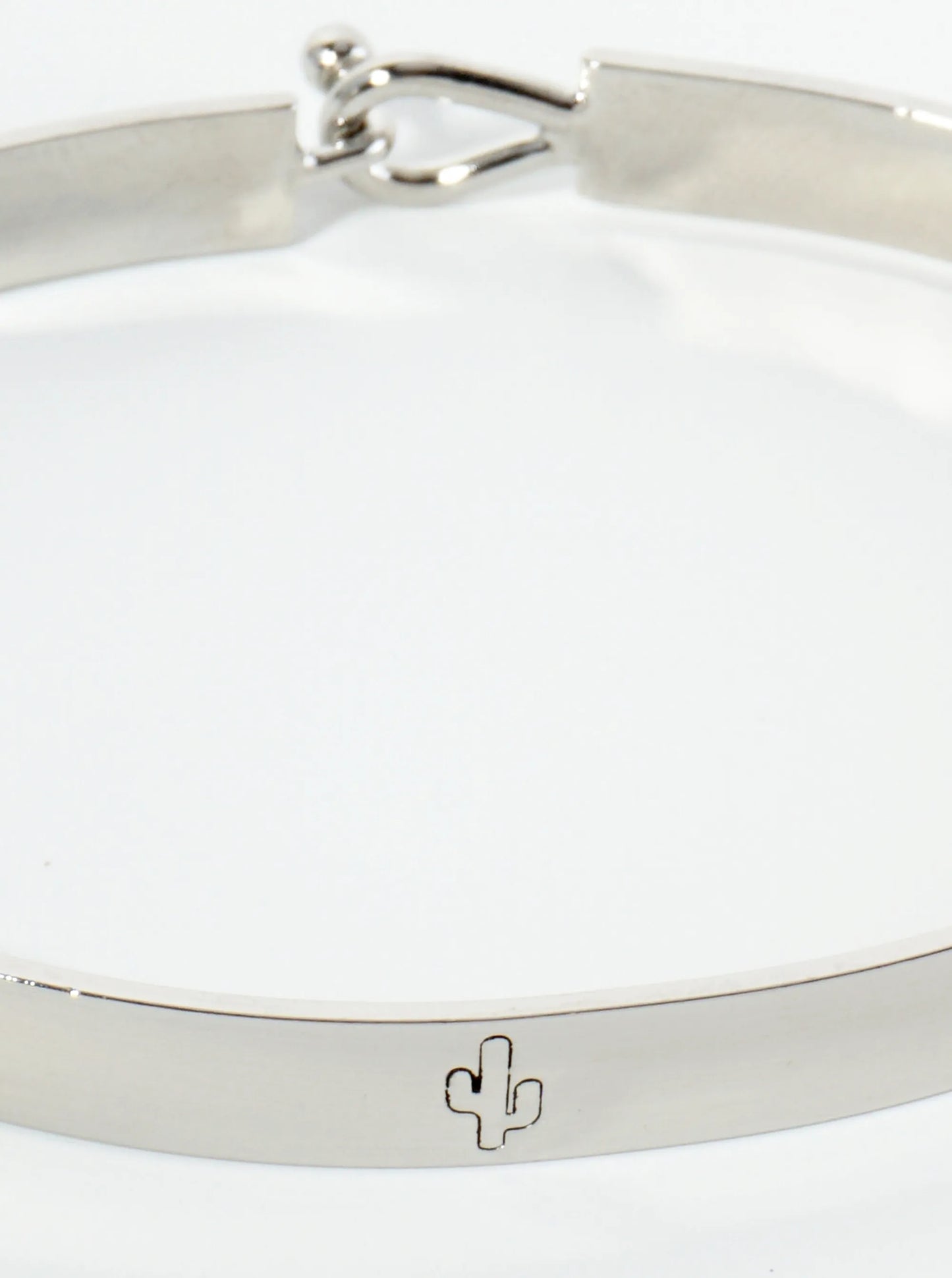 Cactus Engraved Wire Hoop Closure Bangle Bracelet