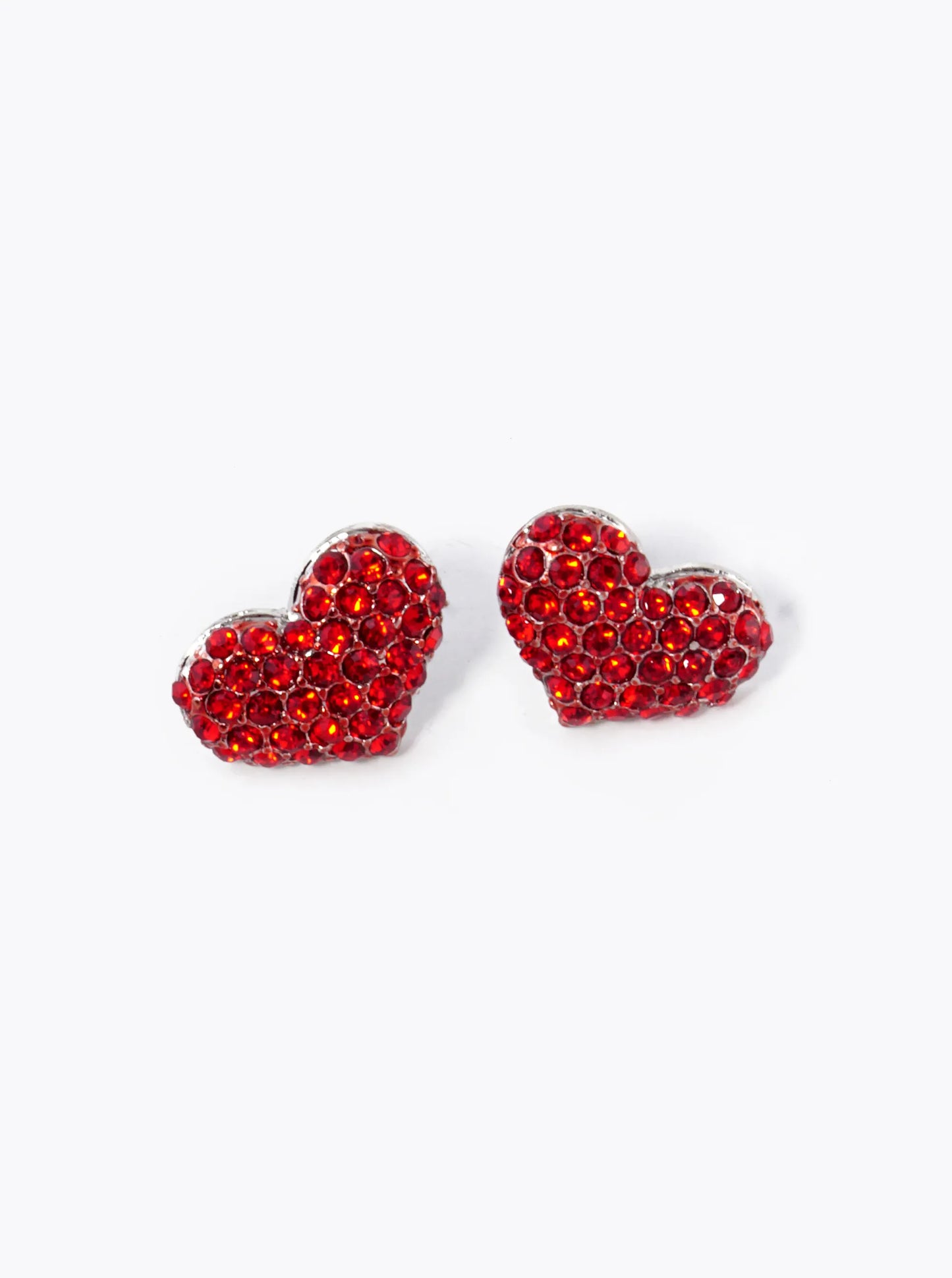 Crystal Pave 10mm Puffy Heart Stud Earrings
