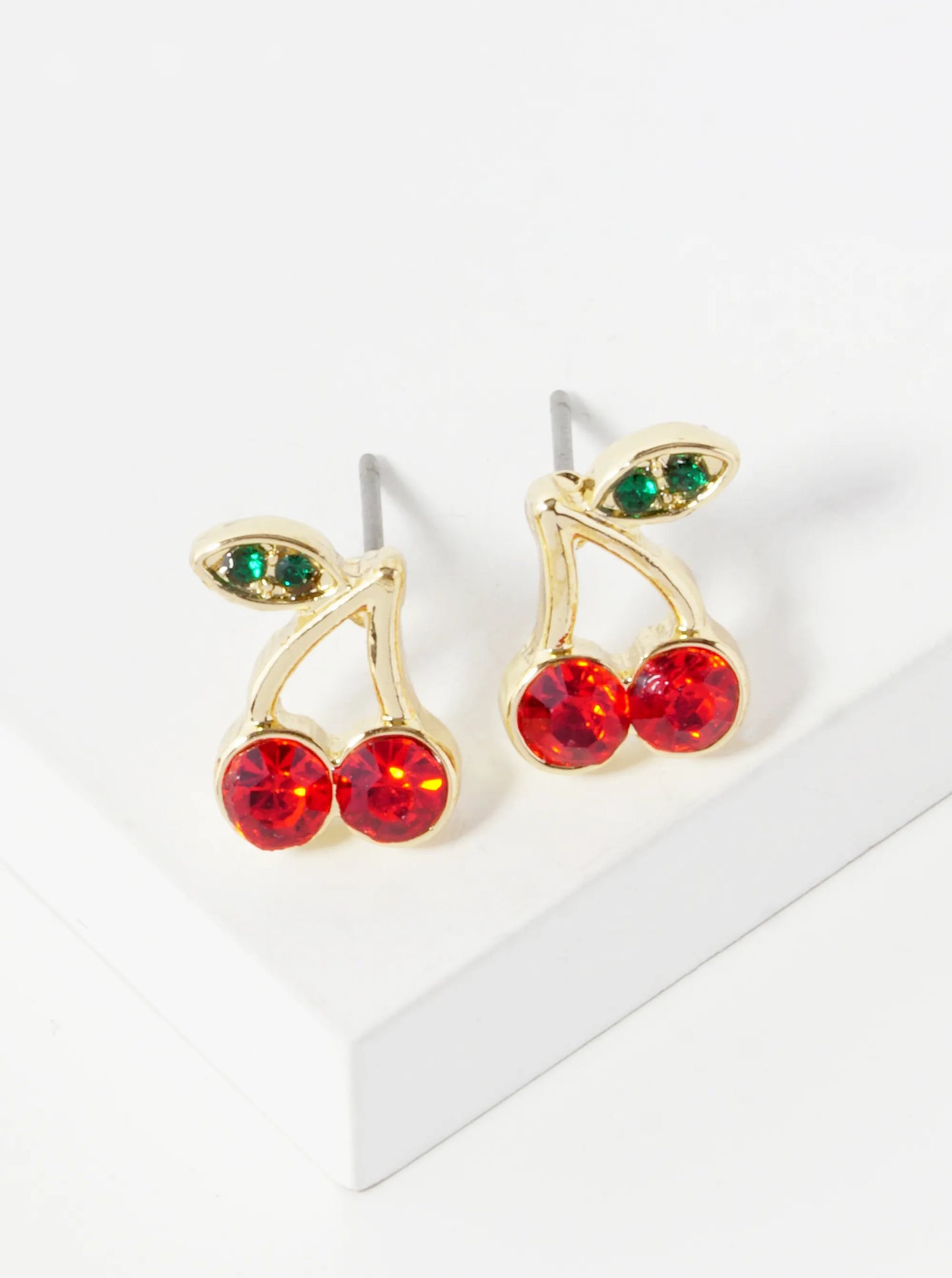 Crystal Pave 11mm Cherry Stud Earrings