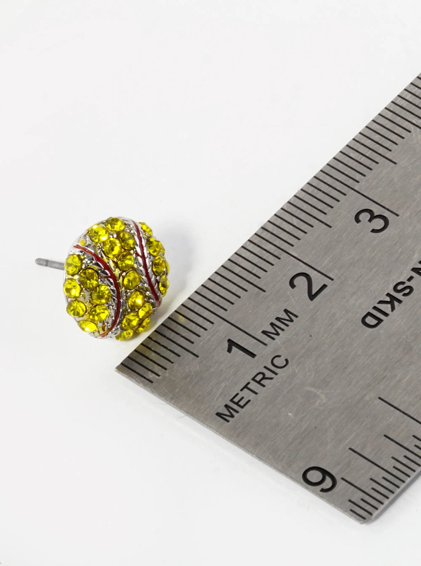 Crystal Pave 12mm Baseball Button Stud Earrings