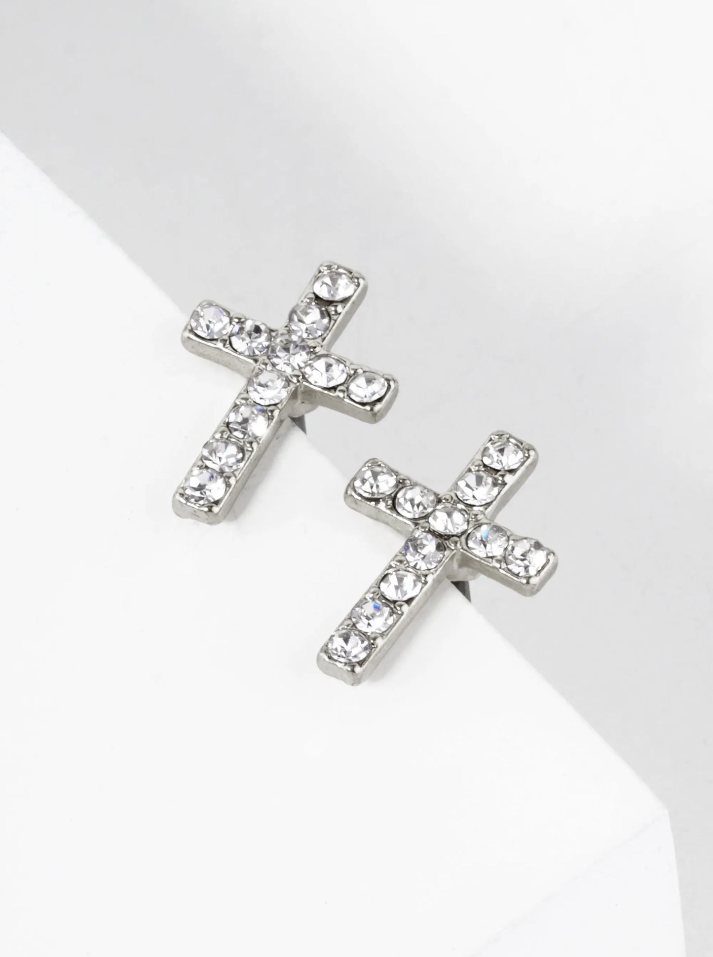 Crystal Pave 12mm Cross Stud Earrings
