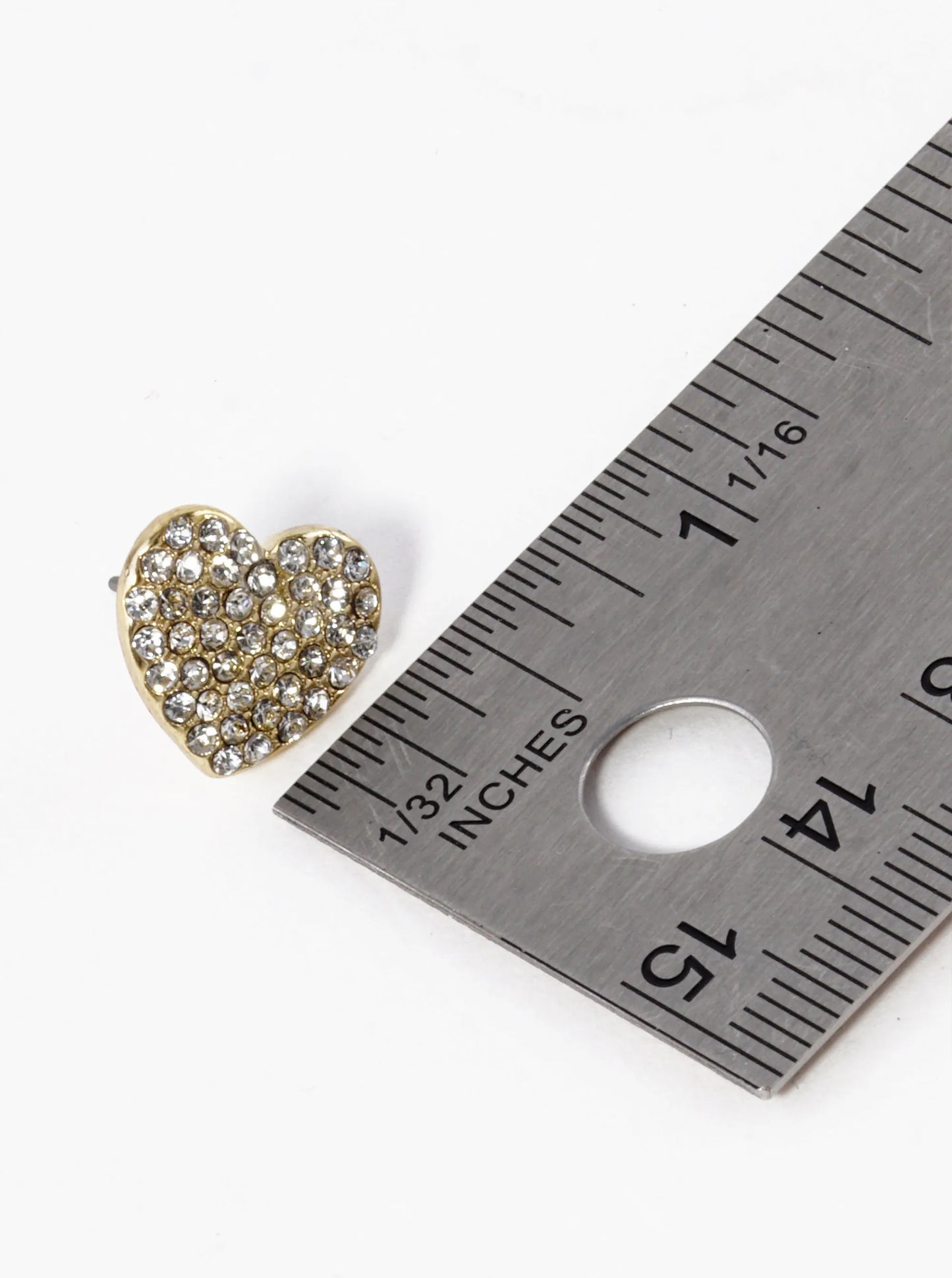 Crystal Pave 12mm Heart Post Stud Earrings