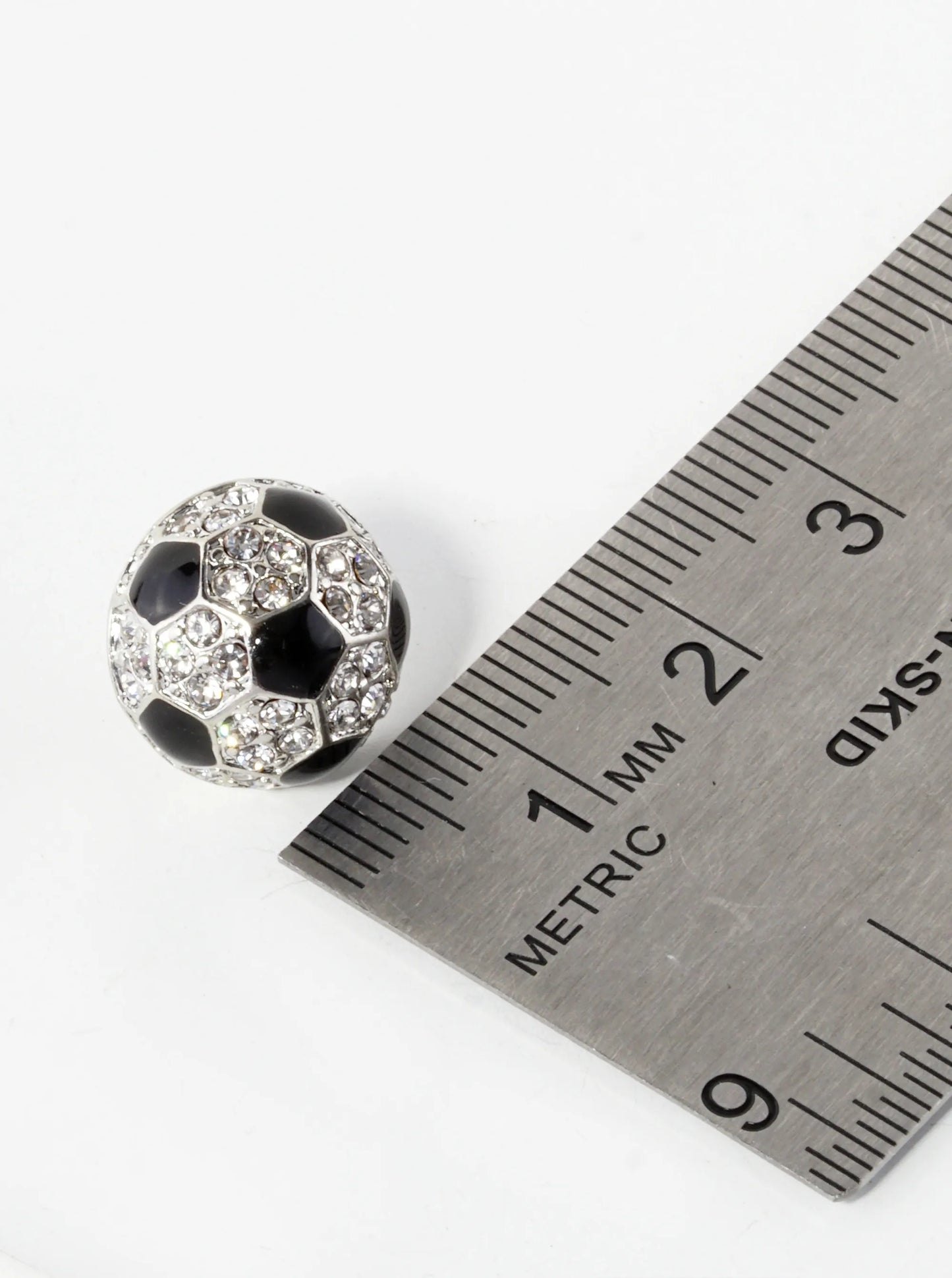 Crystal Pave 13mm Half Circle Soccer Ball Stud Earrings