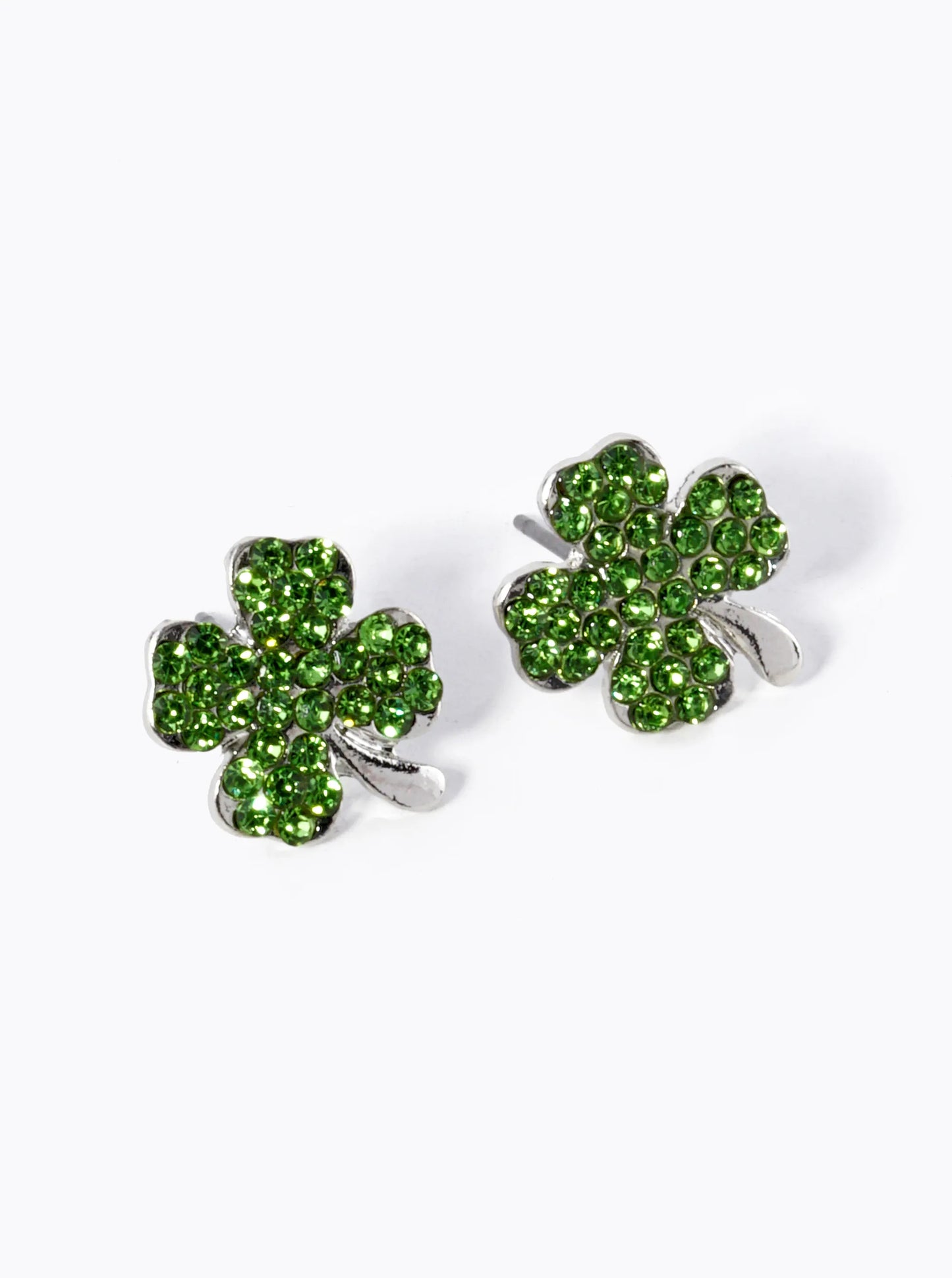 Crystal Pave 14mm Four-Leaf Clover Stud Earrings