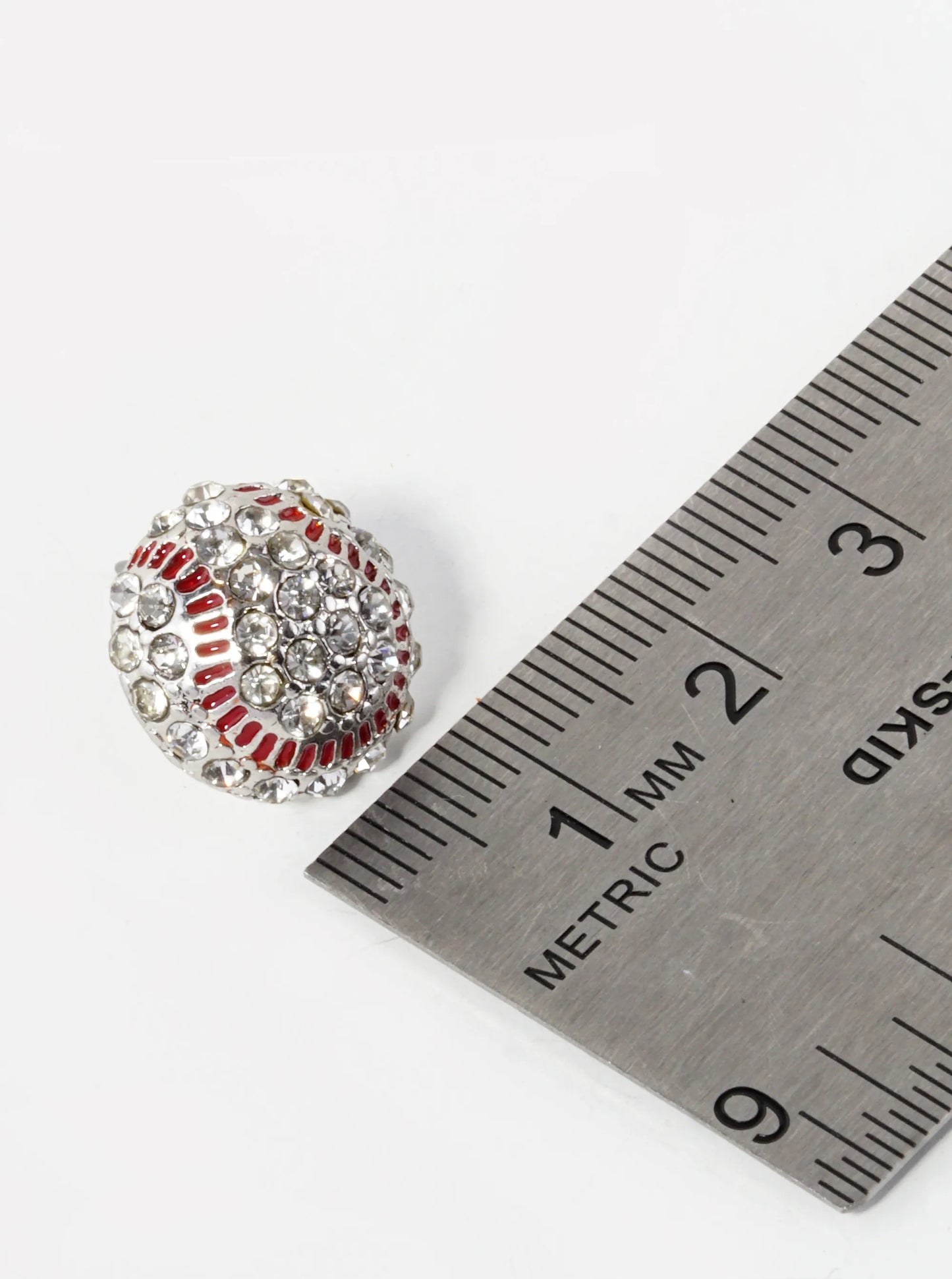 Crystal Pave 14mm Half Circle Tennis Ball Stud Earrings