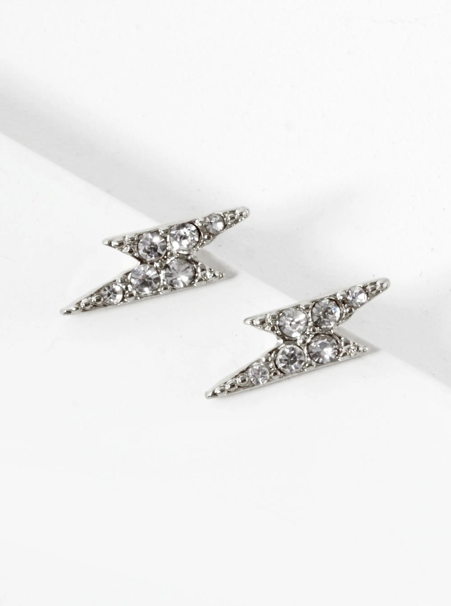Crystal Pave 14mm Lightning Bolt Stud Earrings