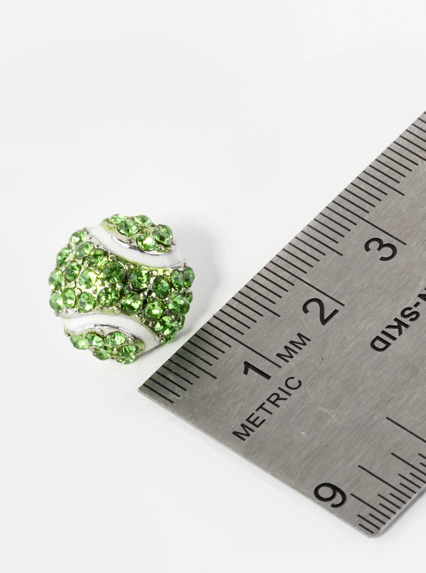 Crystal Pave 15mm Half Circle Baseball Stud Earrings