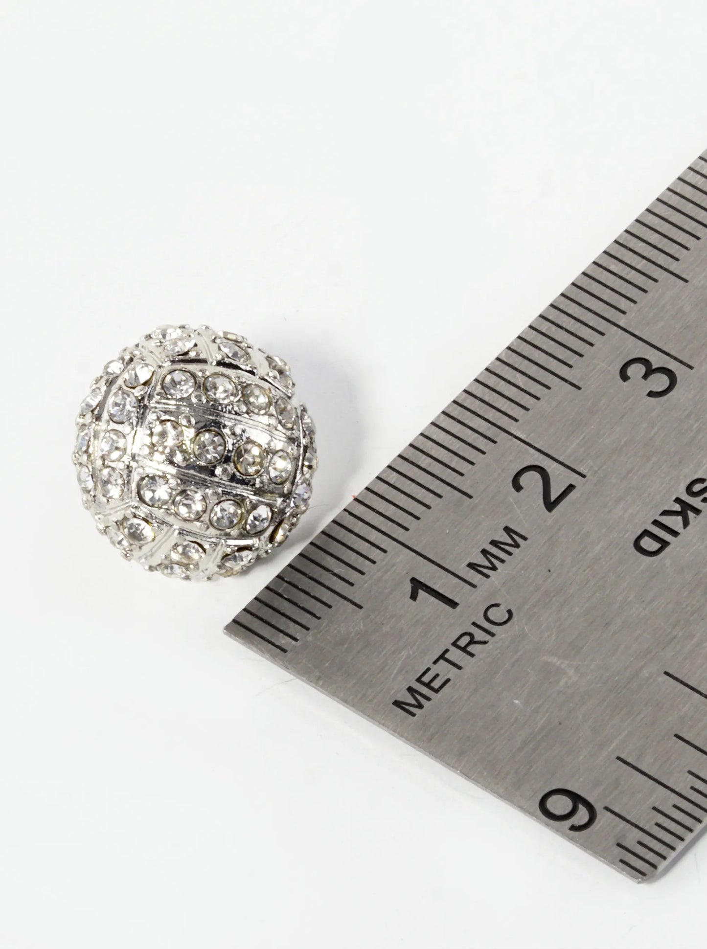 Crystal Pave 15mm Half Circle Volleyball Stud Earrings