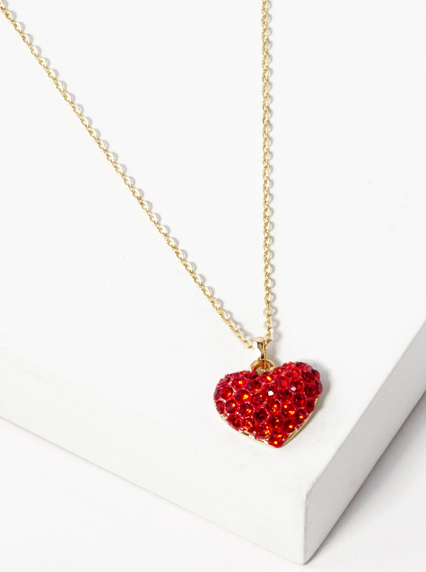 Crystal Pave 15mm Heart Pendant Necklace