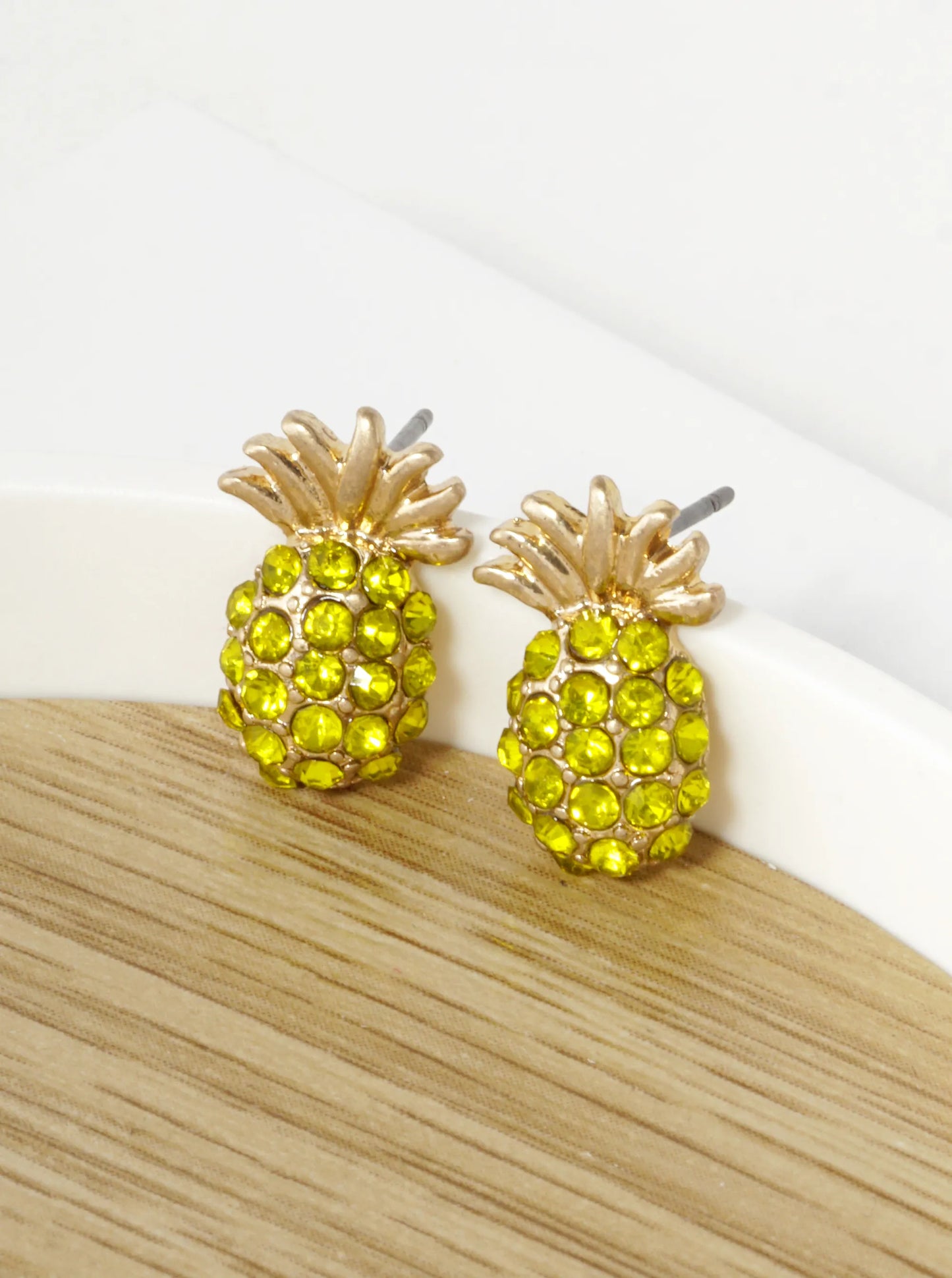 Crystal Pave 15mm Pineapple Stud Earrings