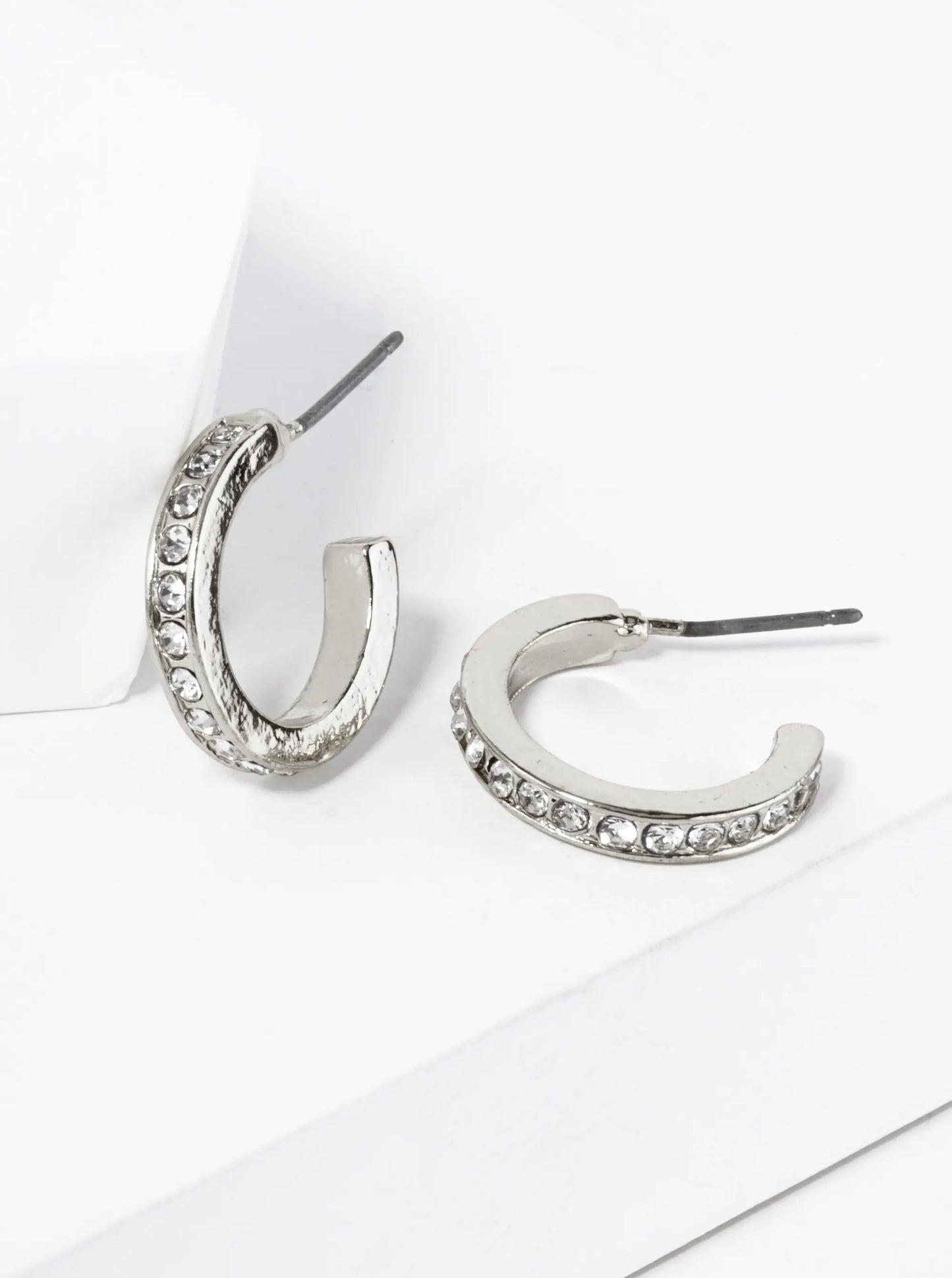 Crystal Pave 16mm Open Hoop Earrings