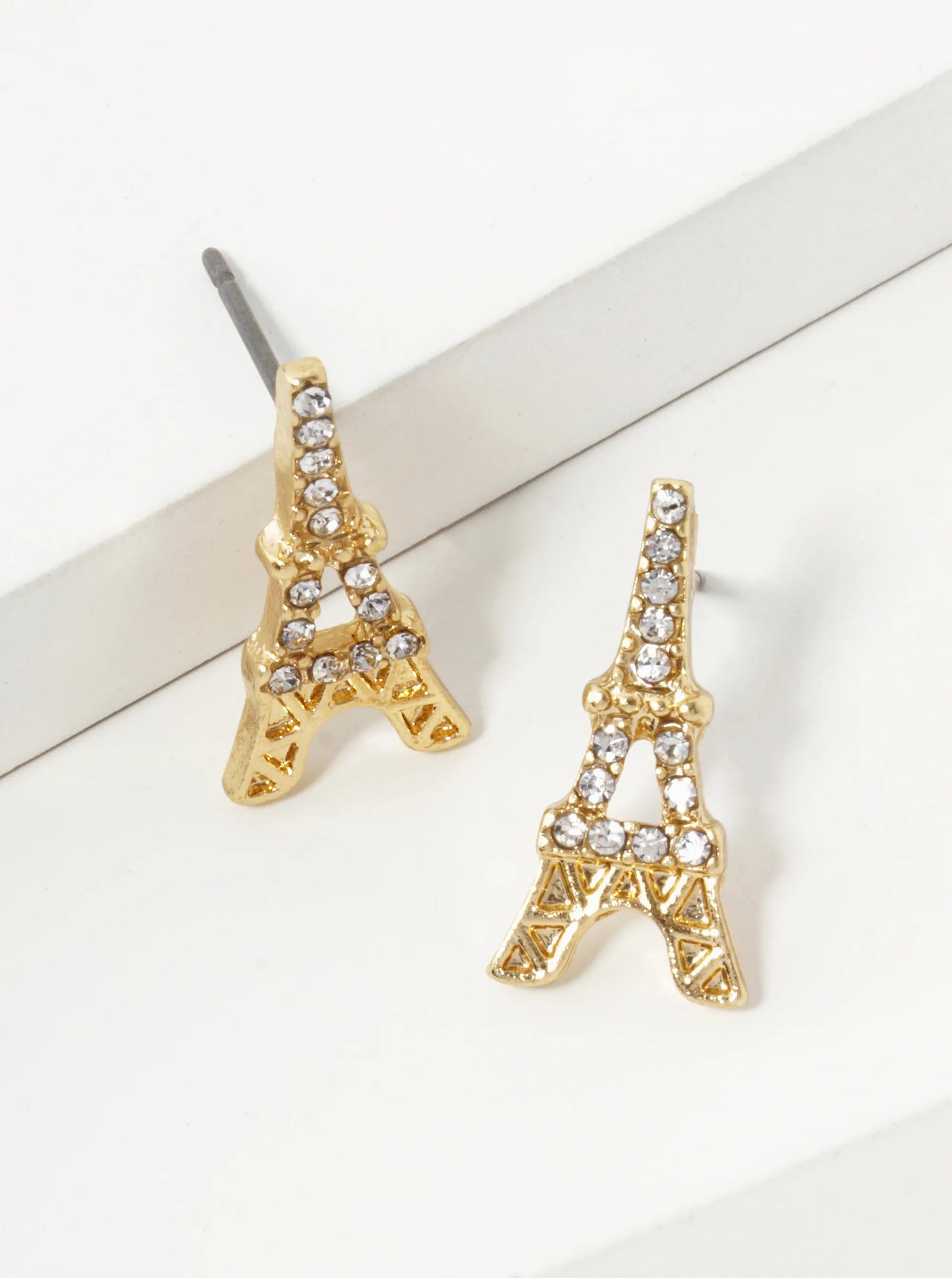 Crystal Pave 17mm Eiffel Tower Stud Earrings