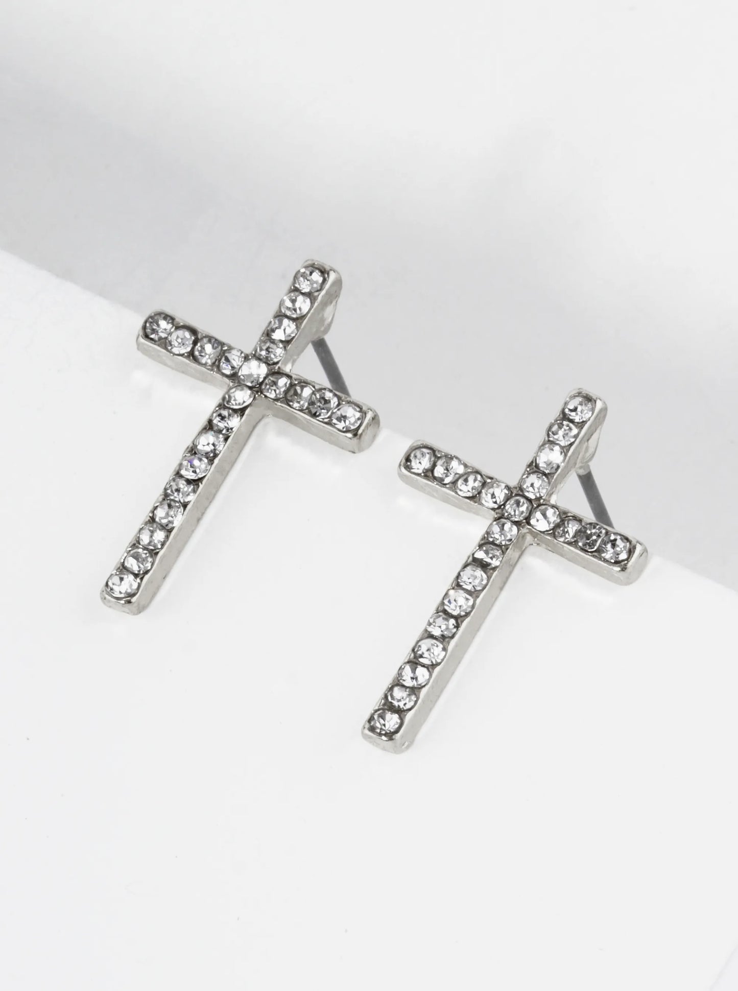 Crystal Pave 21mm Cross Stud Earrings