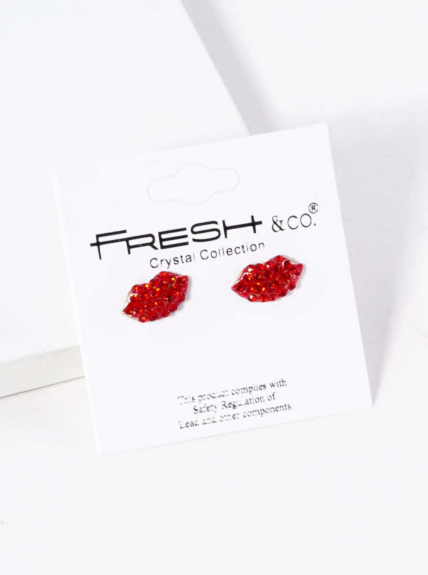 Crystal Pave 6mm Lips Post Stud Earrings