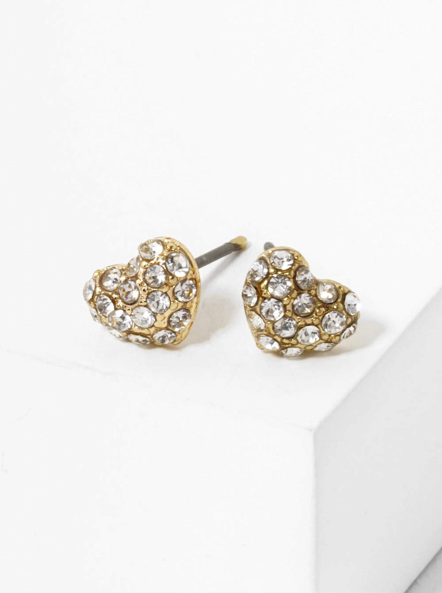Crystal Pave 6mm Tiny Puffy Heart Stud Earrings