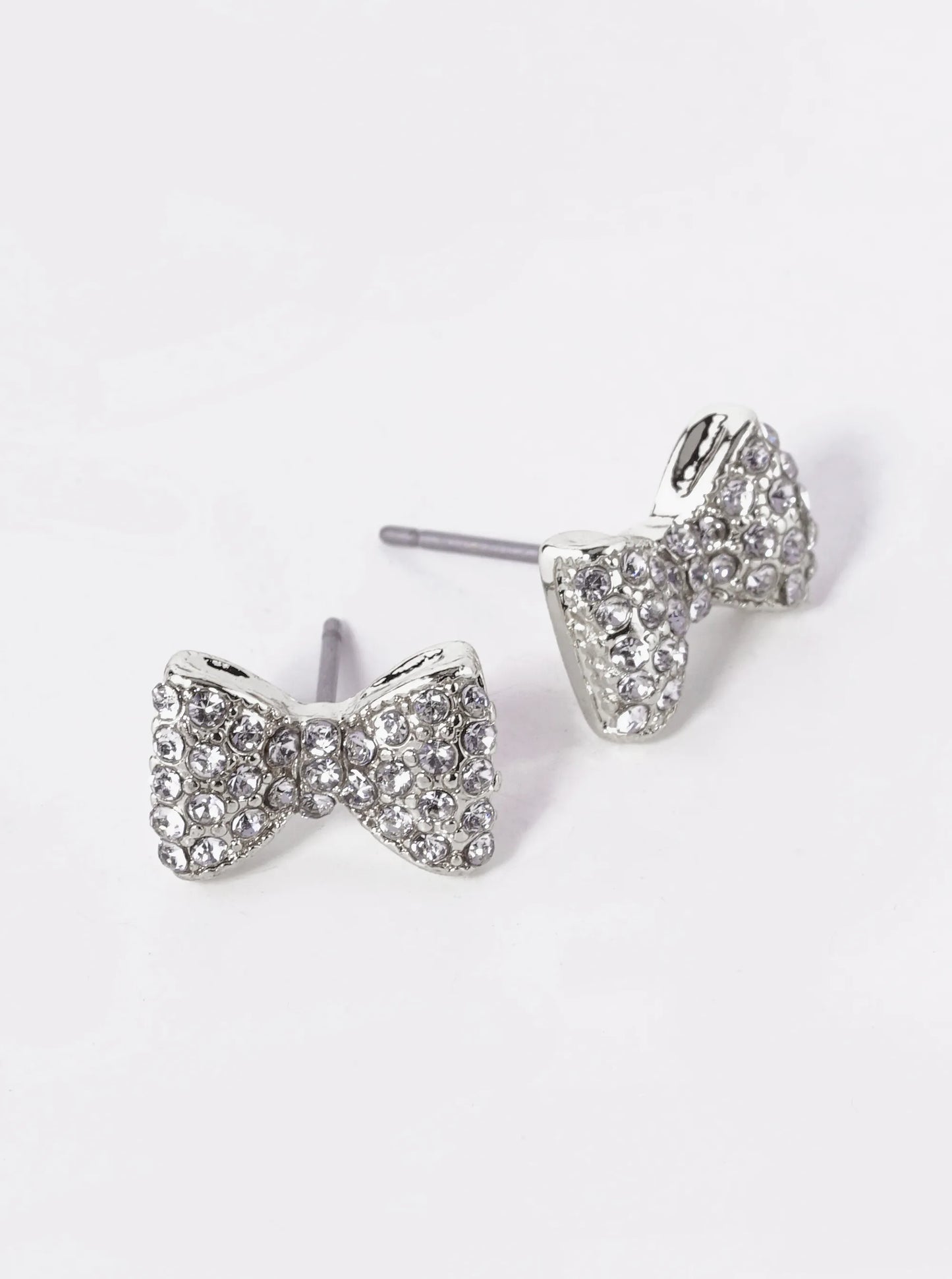 Crystal Pave 8mm Ribbon Bow Stud Earrings