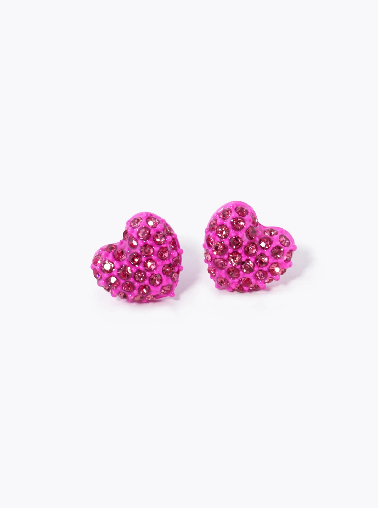 Crystal Pave 9mm Puffy Heart Stud Earrings