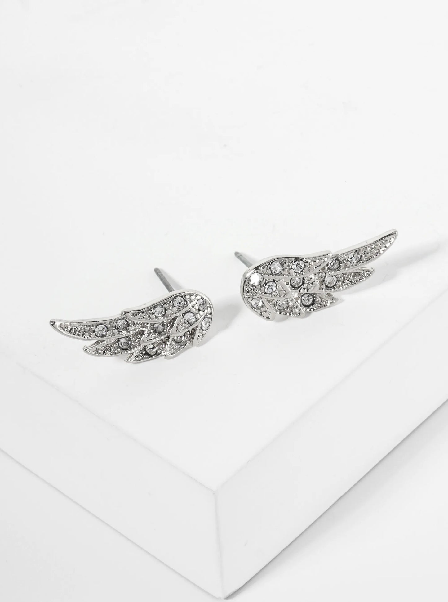 Crystal Pave Angel Wings Post Stud Earrings