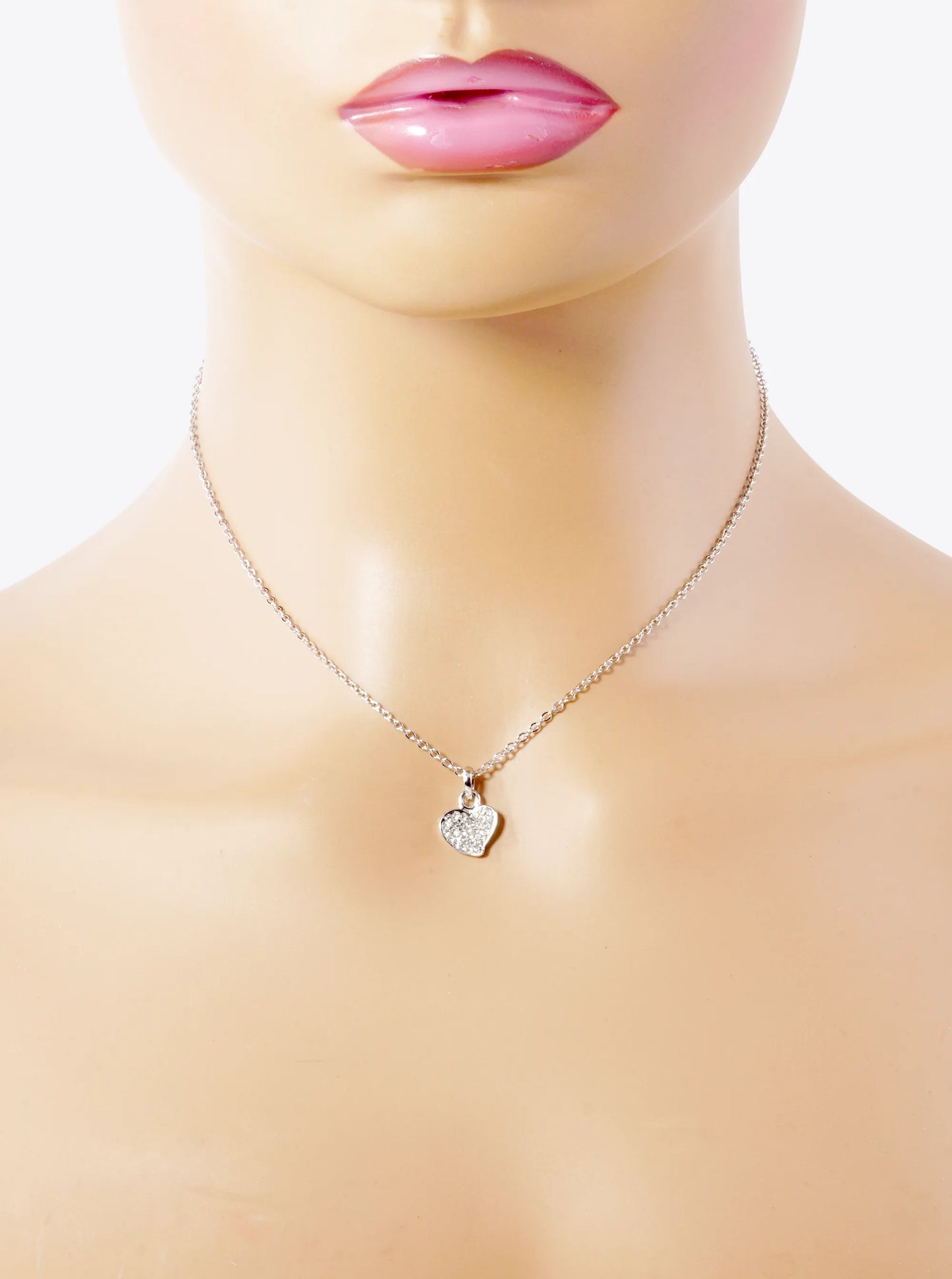 Crystal Pave Dainty Heart Pendant Necklace