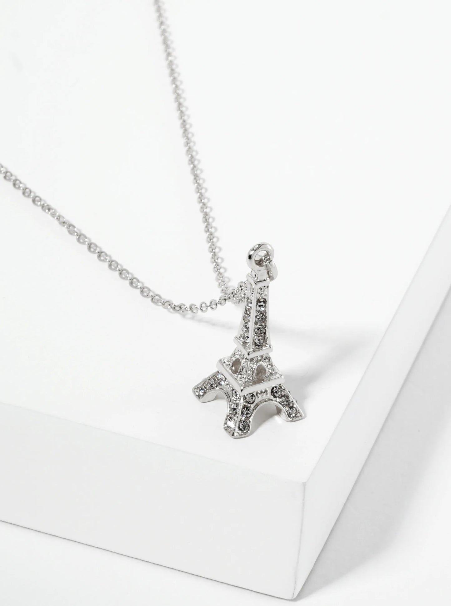 Crystal Pave Eiffel Tower Pendant Necklace