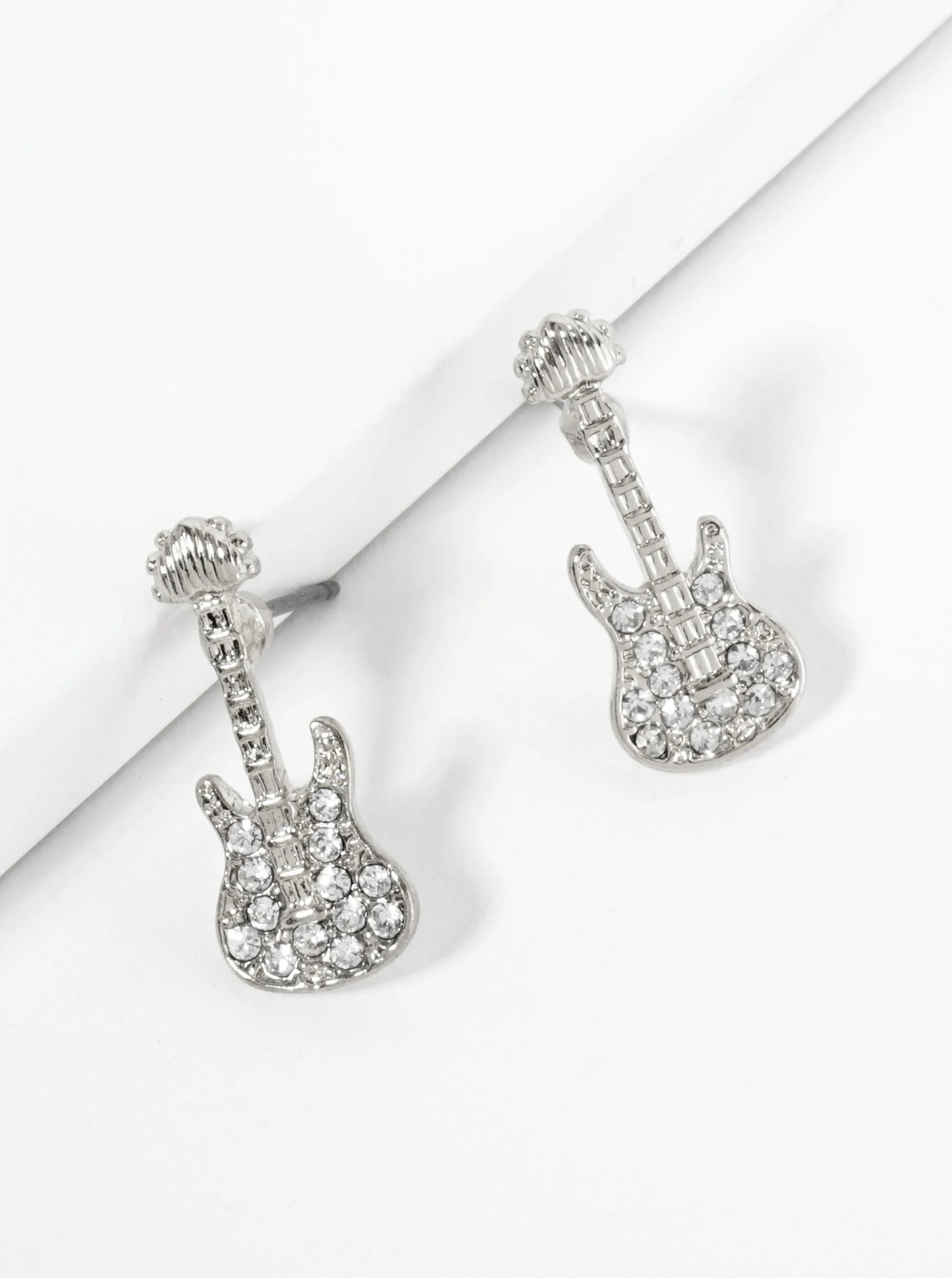 Crystal Pave Electric Guitar Stud Earrings