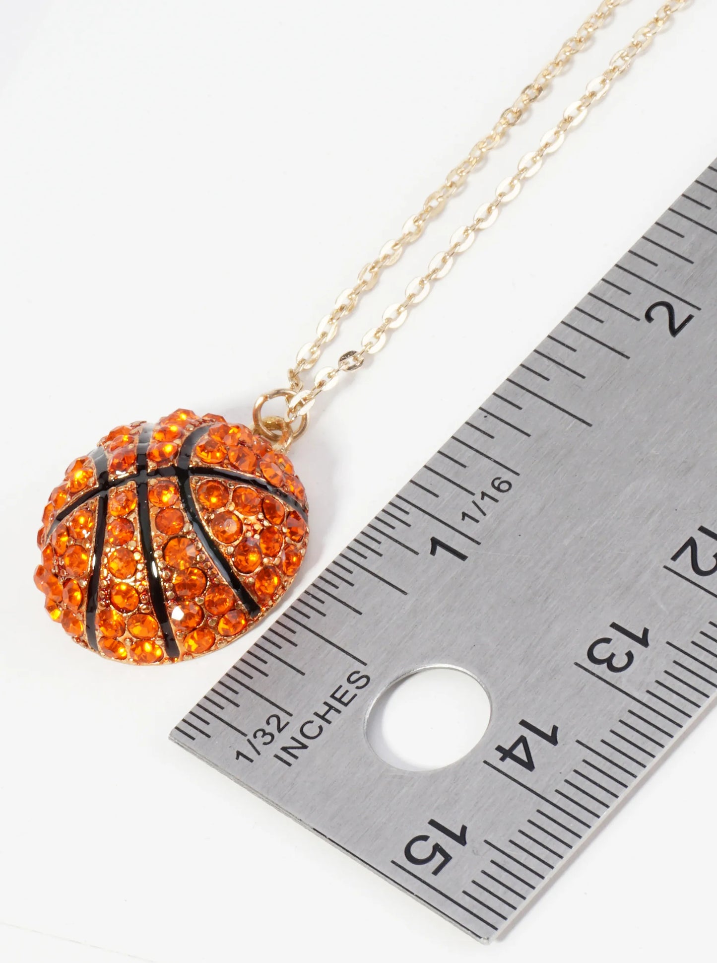 Crystal Pave Half-Dome Basketball Pendant Necklace