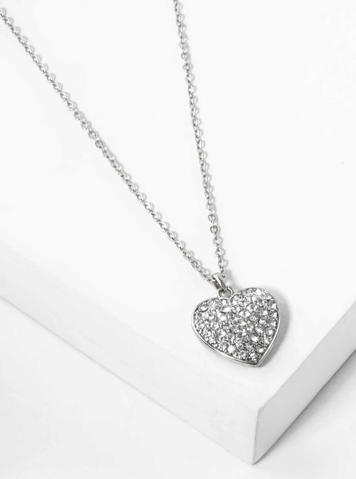 Crystal Pave Heart Pendant Necklace
