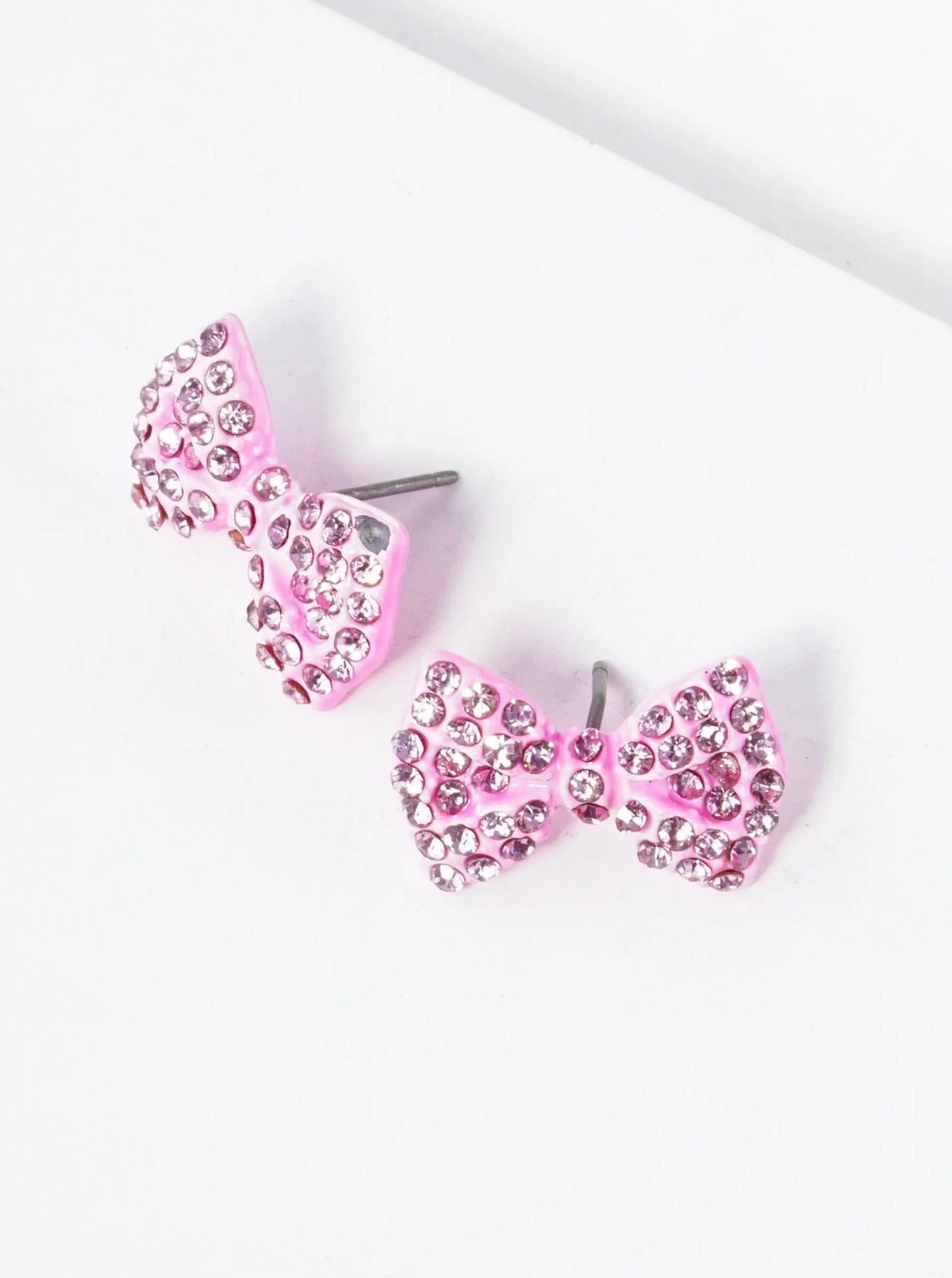 Crystal Pave Ribbon Bow Stud Earrings