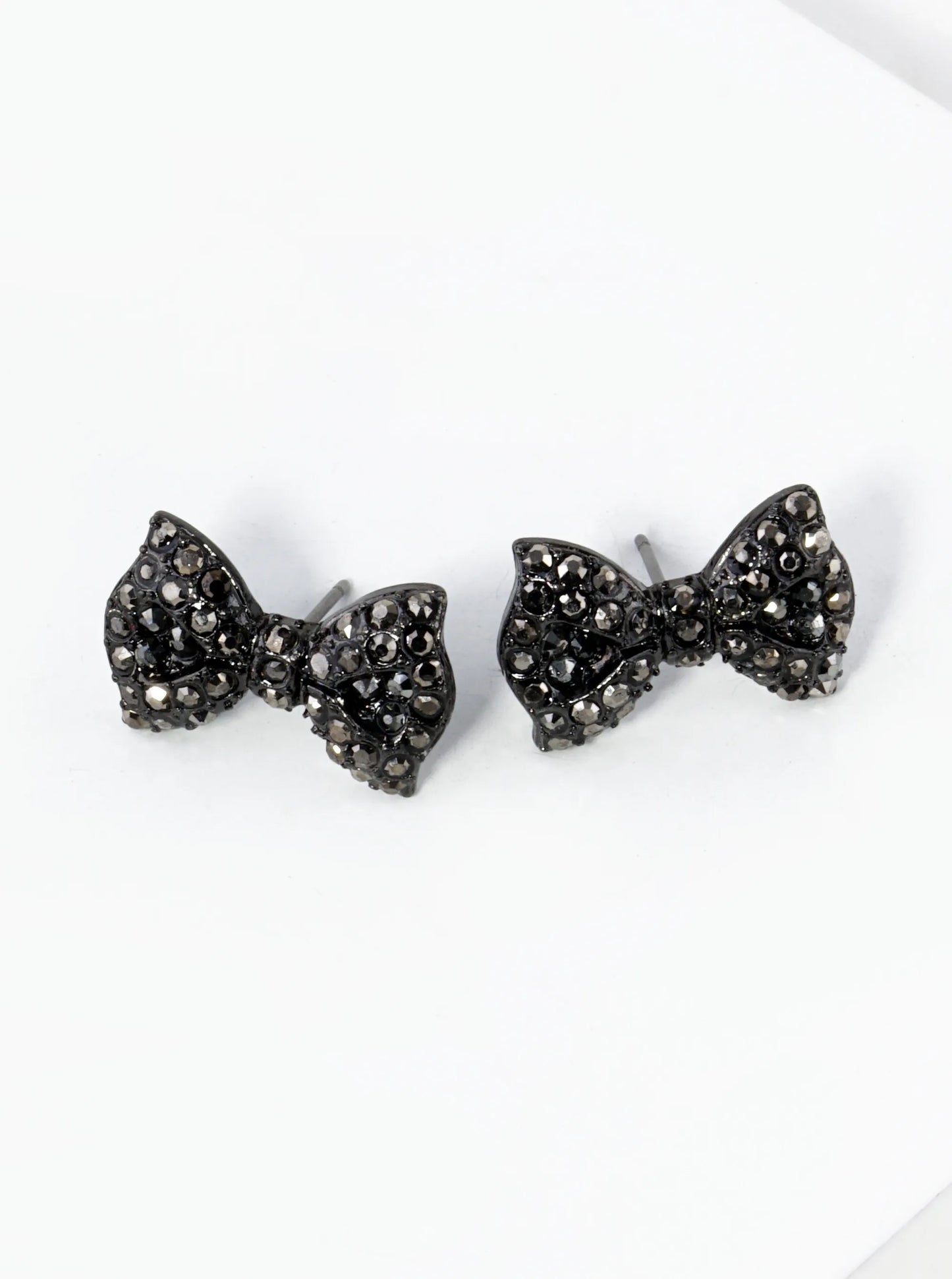 Crystal Pave Ribbon Bow Stud Earrings