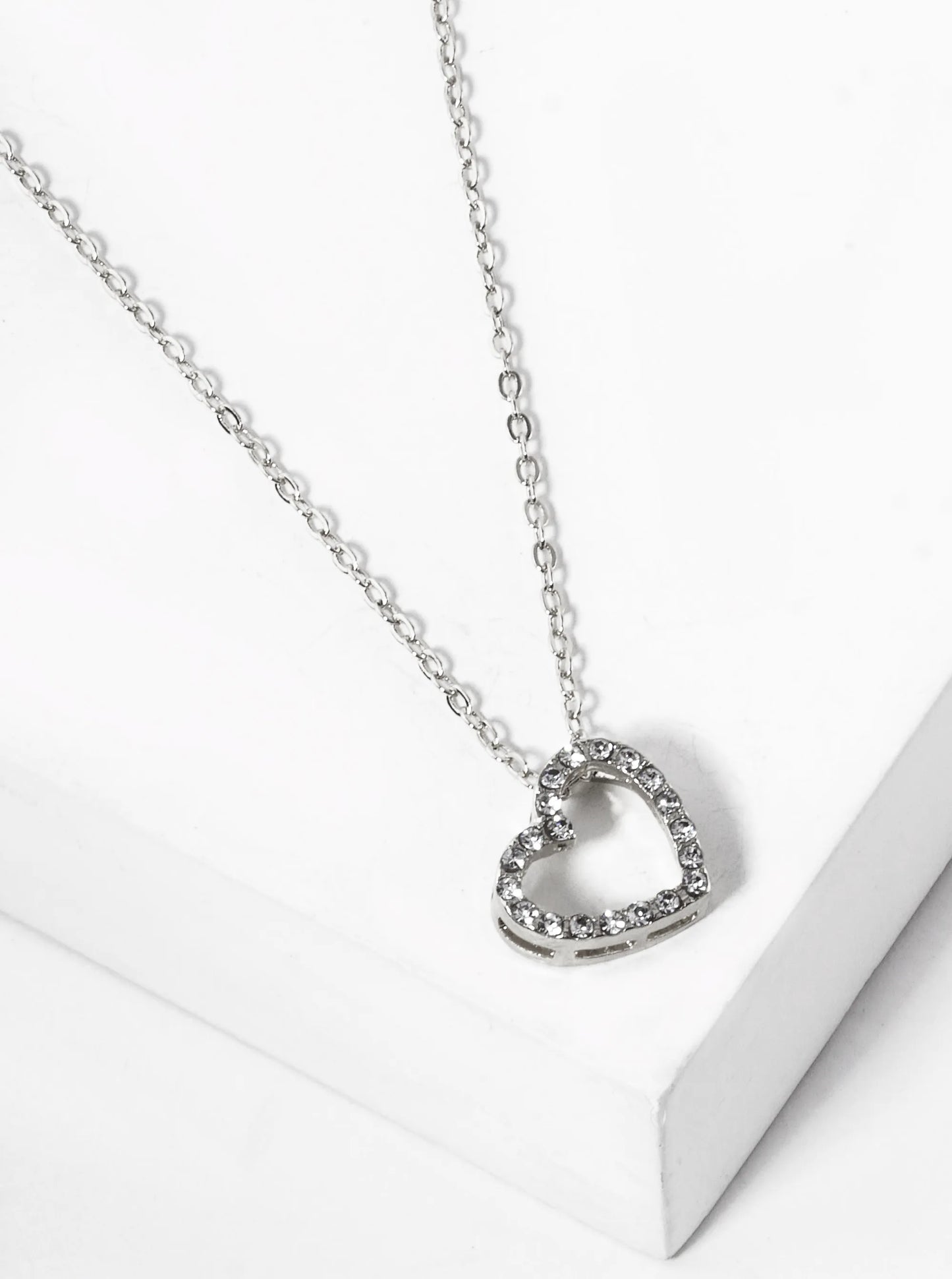 Crystal Pave Sideways Heart Pendant Necklace