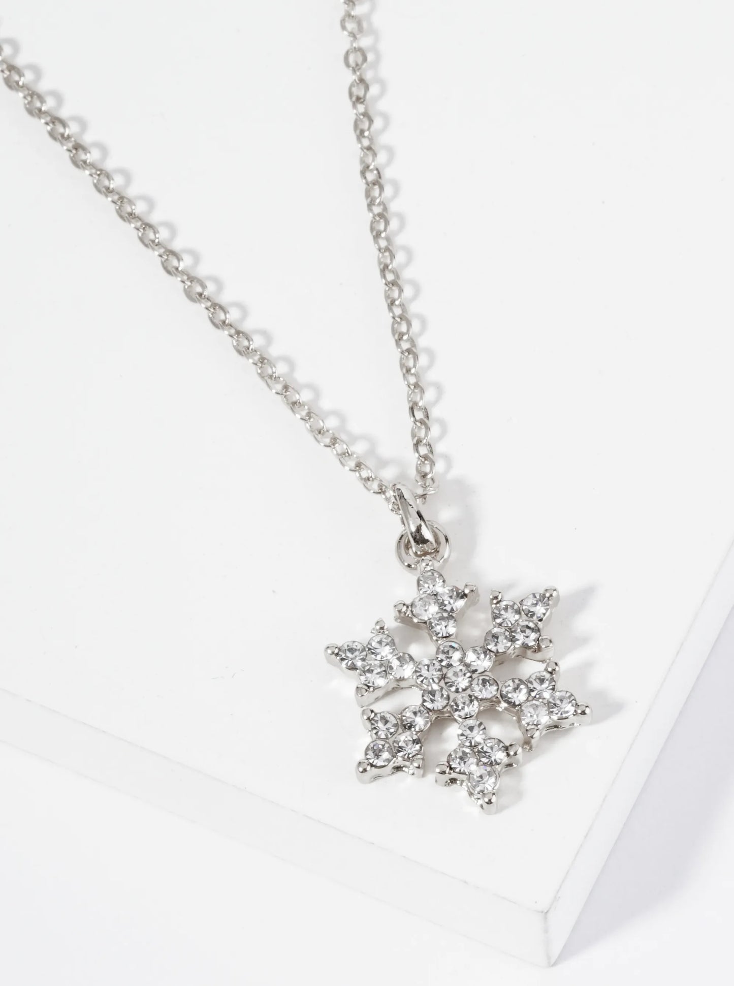 Crystal Pave Snowflake Pendant Necklace