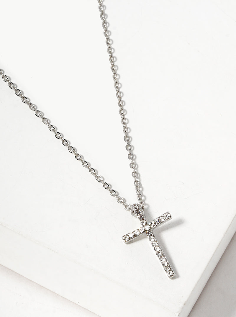 Crystal Pave Cross Pendant Necklace