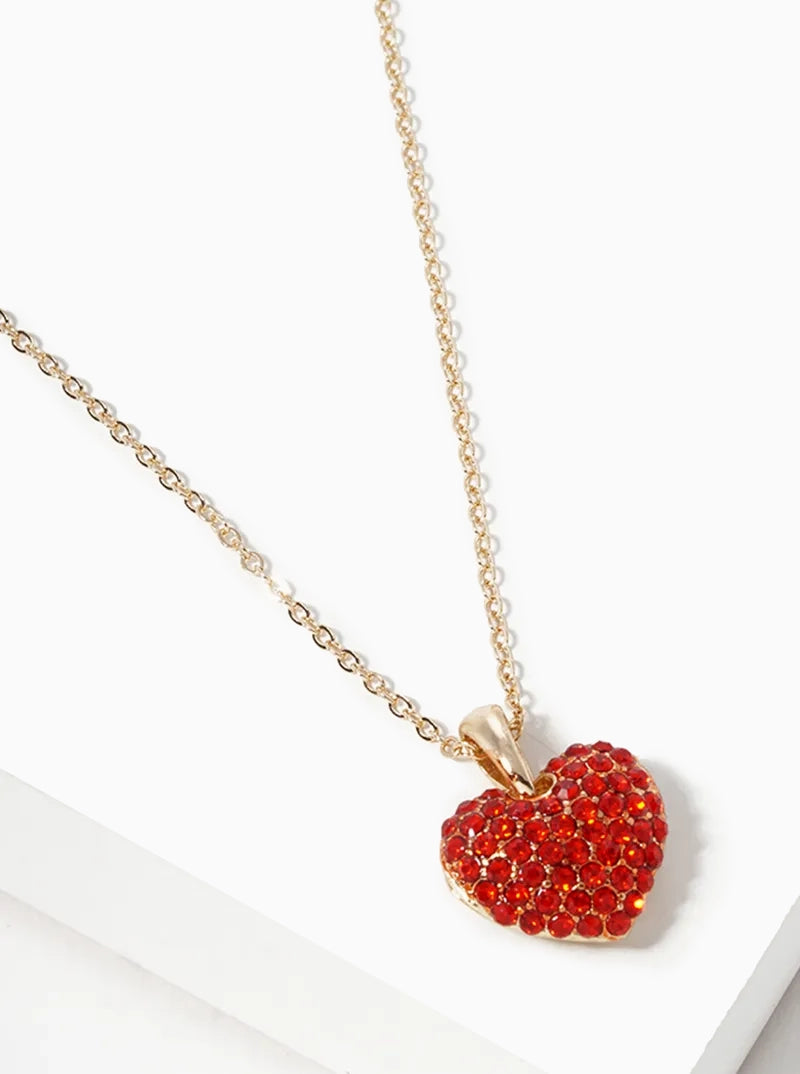 Crystal Pave Heart Pendant Necklace