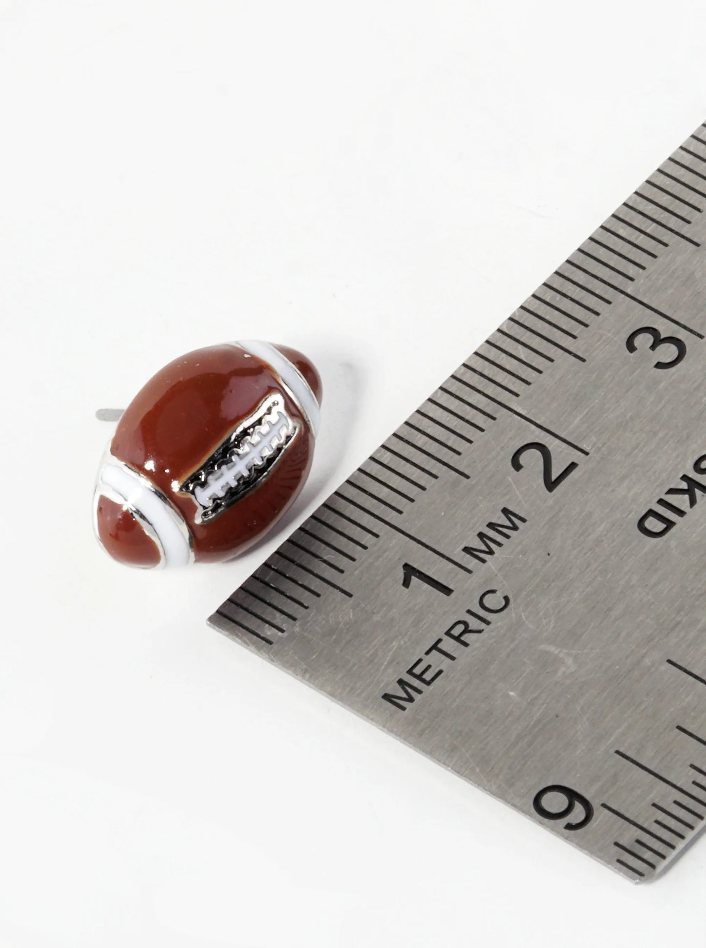 Enamel Filled 10mm 3D Football Stud Earrings