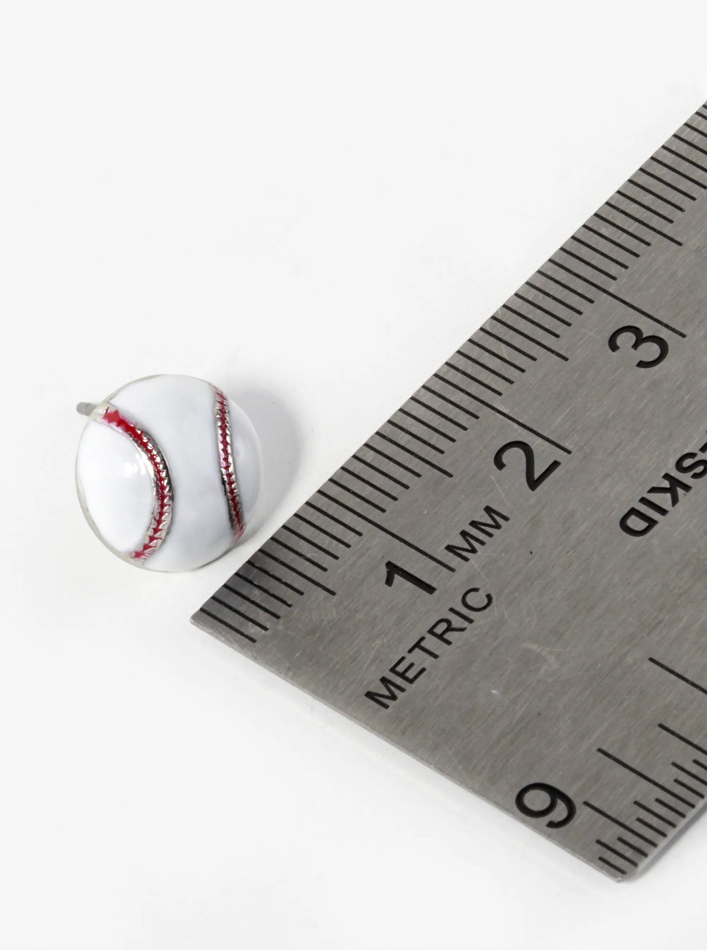 Enamel Filled 10mm Half Circle Baseball Stud Earrings