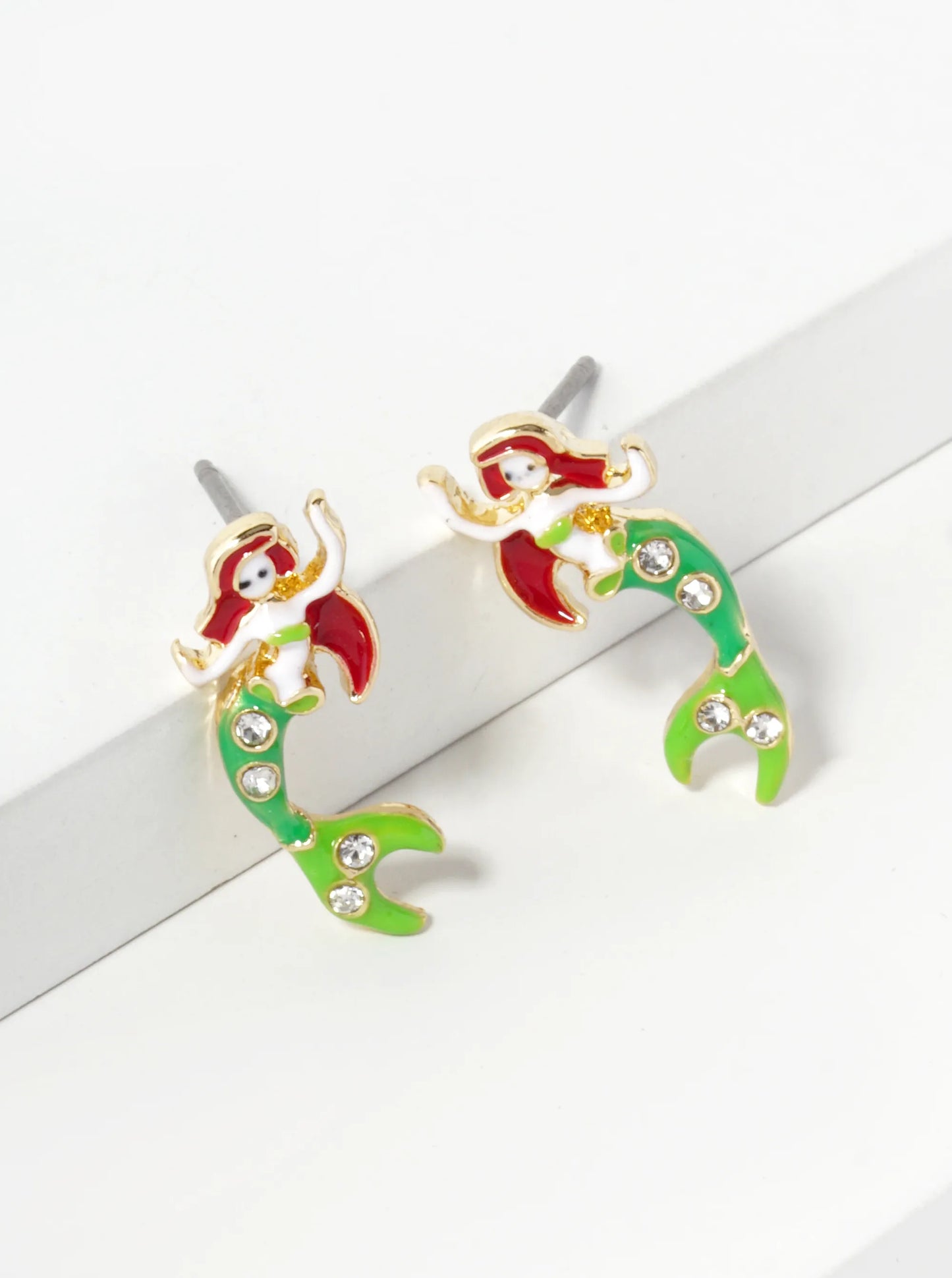Enamel Filled 18mm Mermaid Stud Earrings